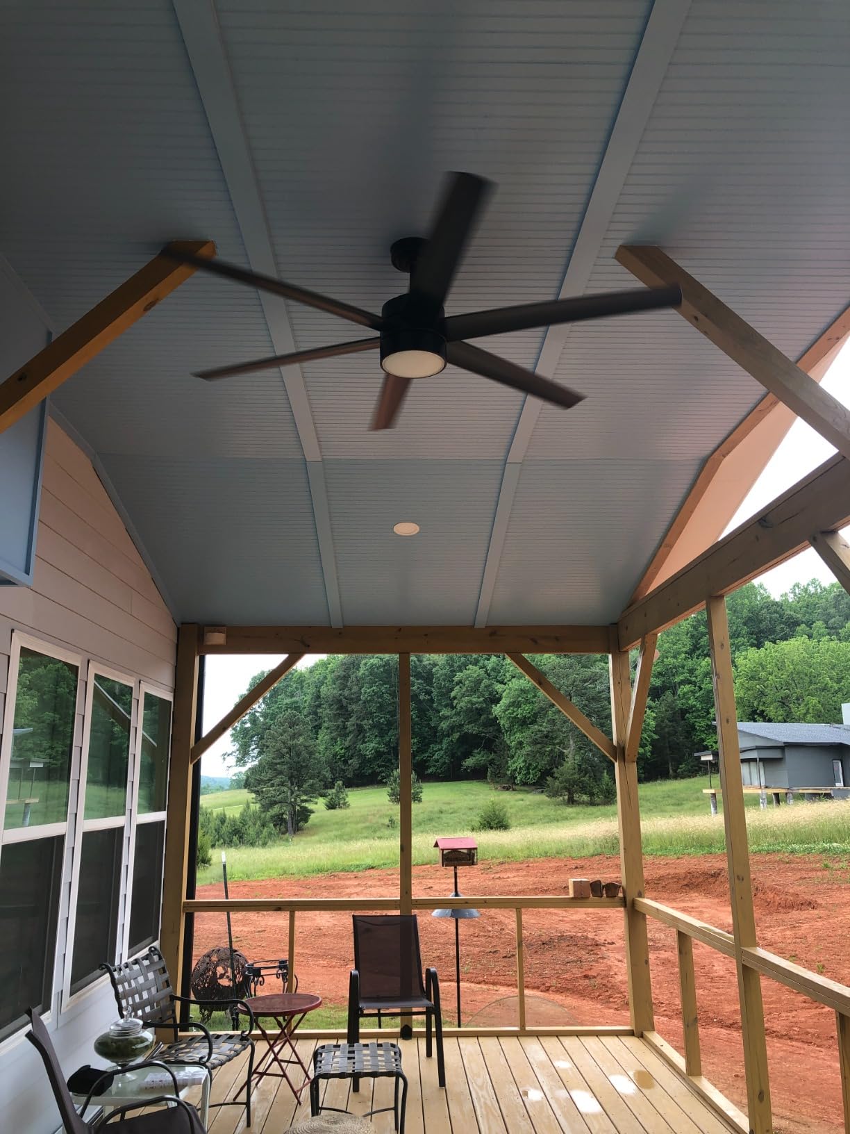 Hunter Solaria Outdoor or Indoor Ceiling Fan, Quiet, 60 inch, Matte Black, with LED Light, 6 Blades customer photo 2