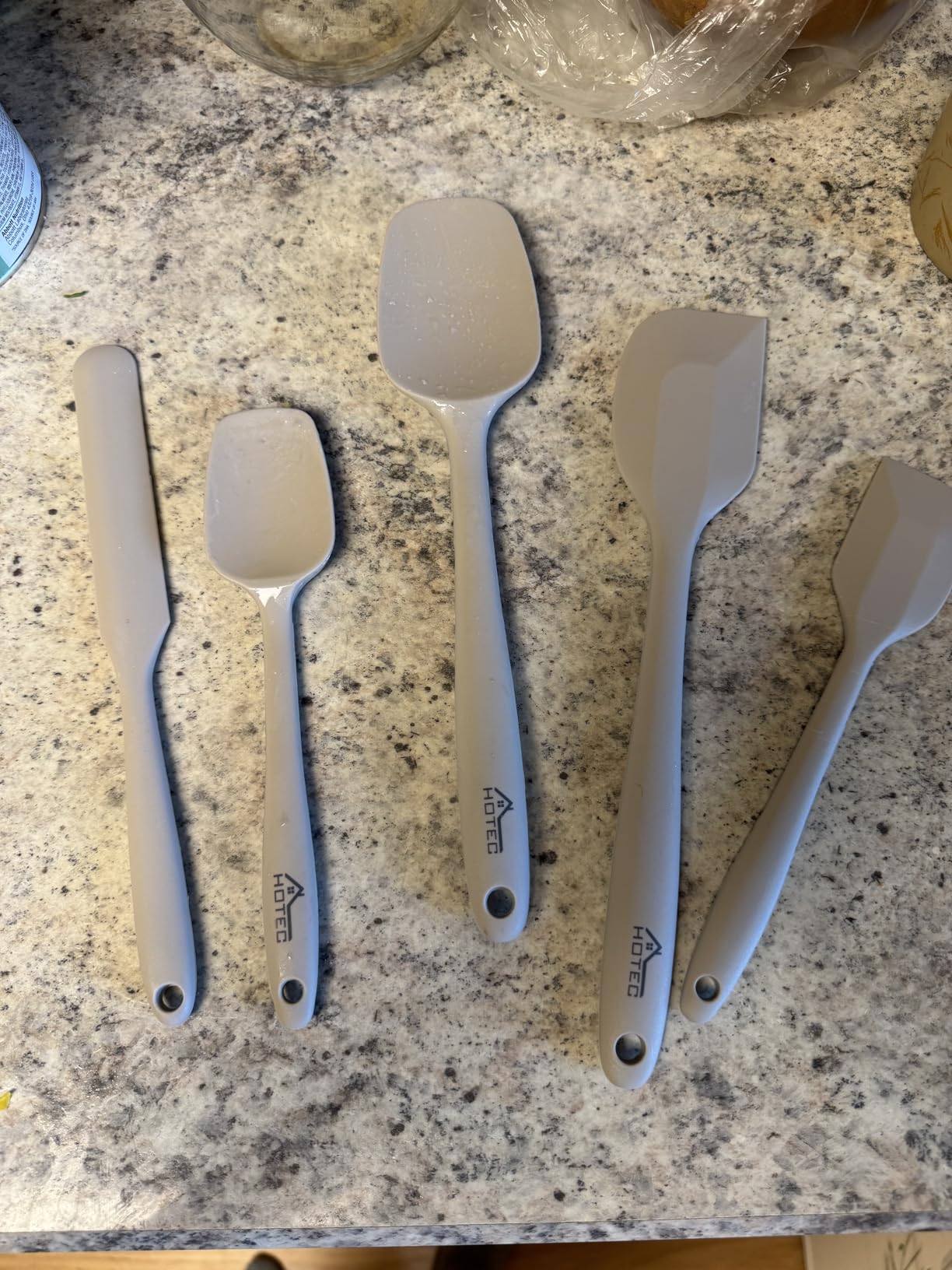 HOTEC Heat Resistant 600℉ Food Grade Silicone Rubber Spatula Set for Baking, Cooking, and Mixing Non Stick Dishwasher Safe BPA-Free Multicolor Set of 5 customer photo 2