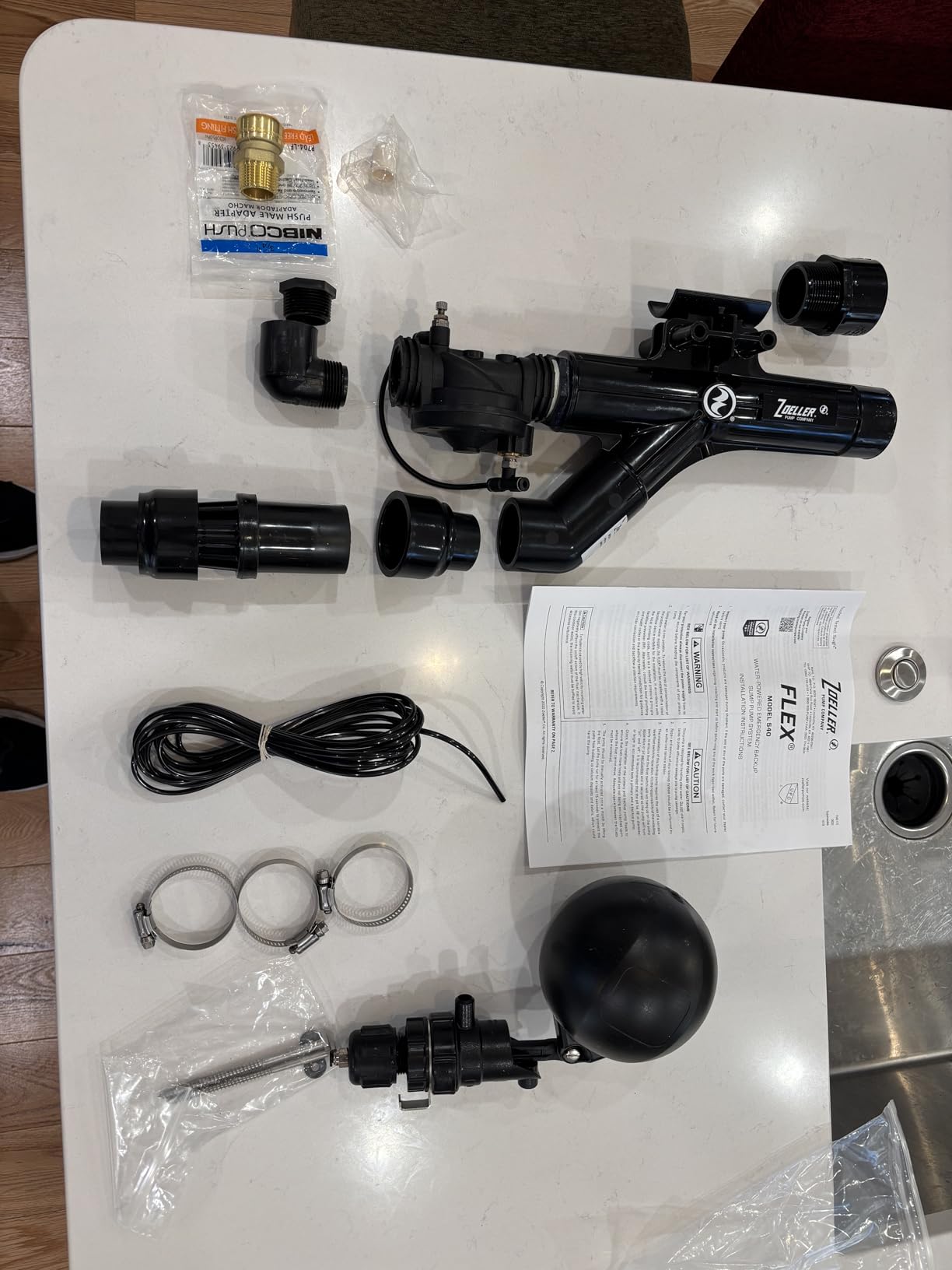 Zoeller 540 FLEX Water-Powered Backup Sump Pump System | No Battery/Electricity Required - Installs Horizontally or Vertically - During Sump Pump Failure - 3/4 inch Inlet / 1-1/2 inch Discharge customer photo 1