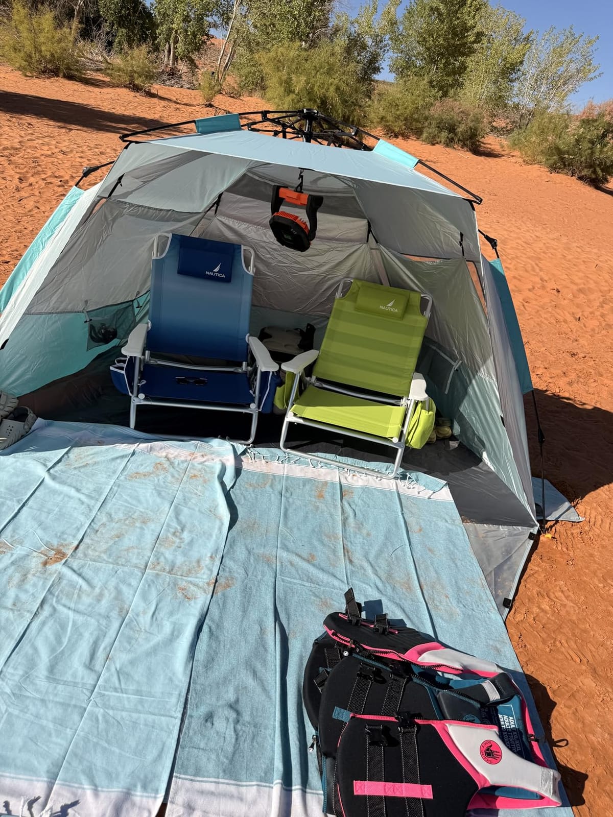 WhiteFang Deluxe Pop Up Beach Tent Sun Shade Shelter for 3-4/5-6 Person, UV Protection, Extendable Floor with 3 Ventilating Windows Plus Carrying Bag, Stakes, and Guy Lines customer photo 2