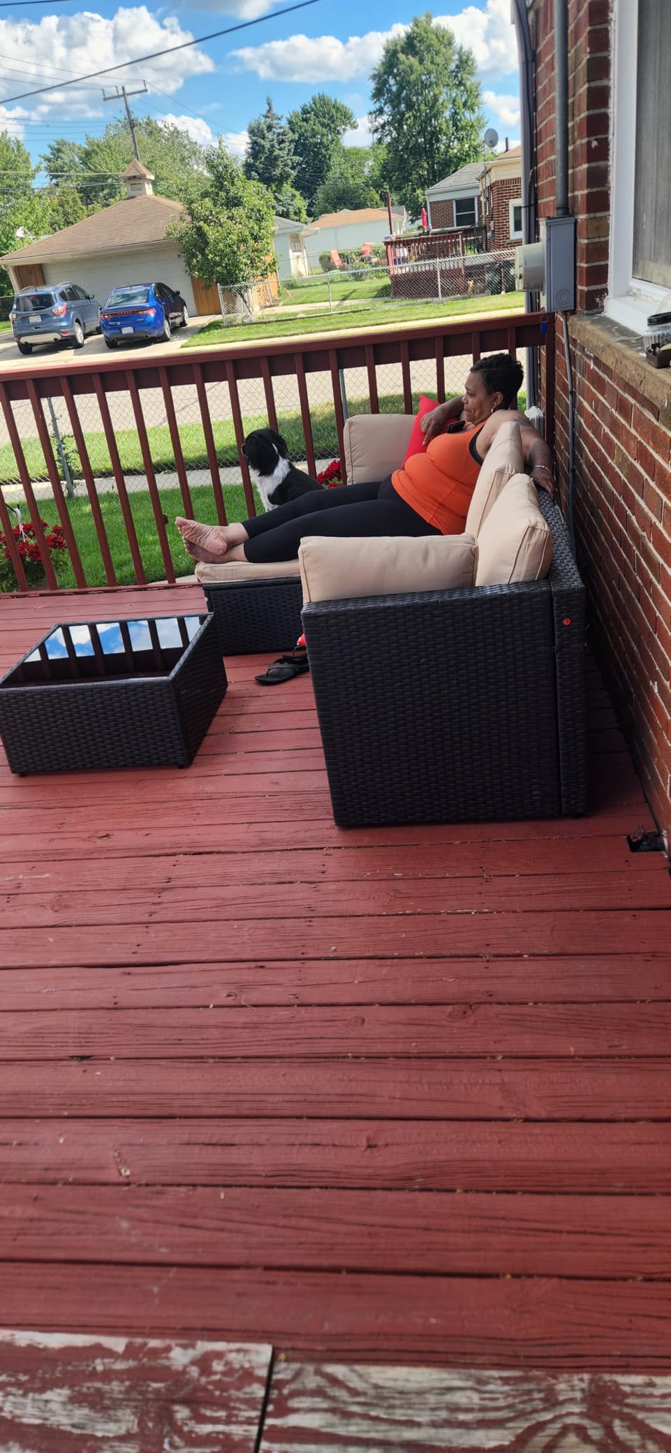 Vongrasig 5 Piece Patio Furniture Sets, Outdoor Patio Set Sectional Sofa | All-Weather PE Rattan Outdoor Couch with Ottoman, Glass Table for Garden, Backyard, Porch, Beige customer photo 2