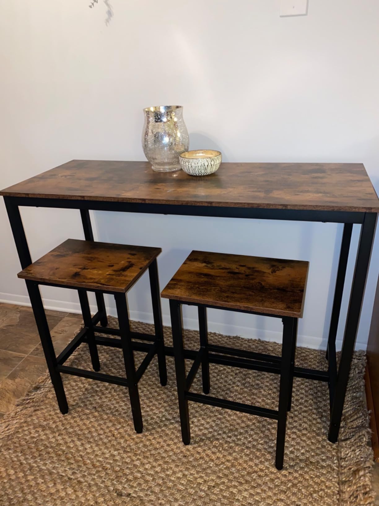 HOOBRO Bar Table and Chairs Set, 47.2