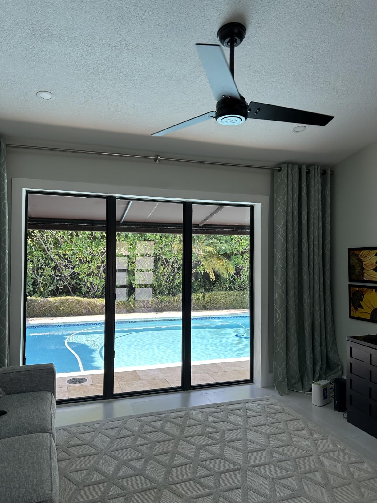 Hunter Cassius, Outdoor or Indoor, Ceiling Fan, 44 inch, Matte Black | No Light, Standard Mount, Pull Chain, 3 Blades, For Living Room, Patio, Porch, Garage, 50260 customer photo 2