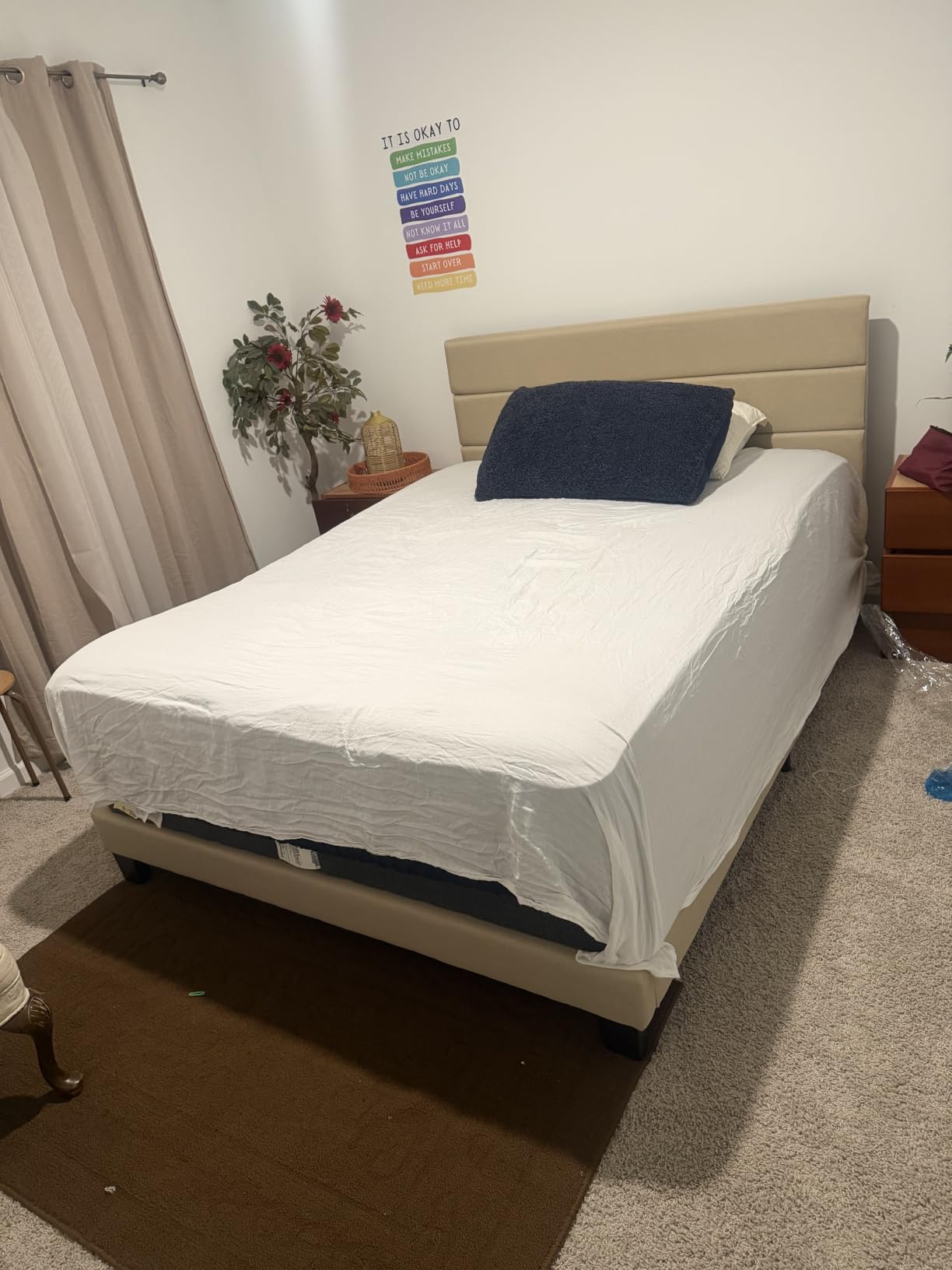 Allewie Queen Size Platform Bed Frame with Fabric Upholstered Headboard customer photo 2