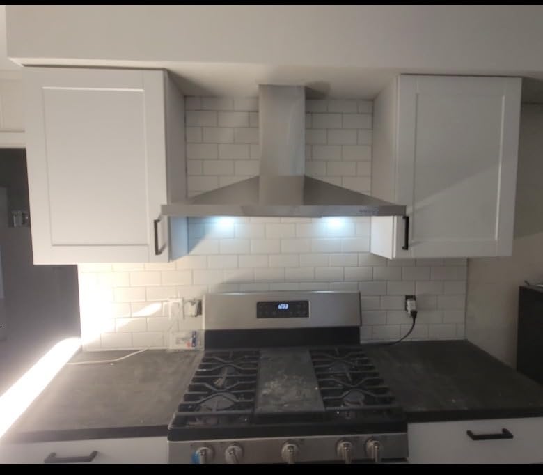 Tieasy Wall Mount Range Hood 30 inch with Ducted/Ductless Convertible Duct, Stainless Steel Chimney-Style Over Stove Vent Hood with LED Light, 3 Speed Exhaust Fan, 450 CFM customer photo 2