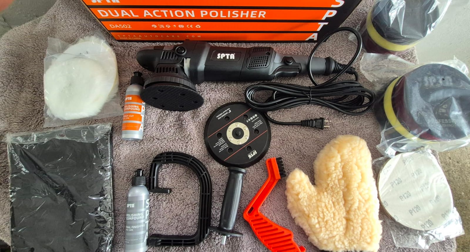 Buffer Polisher, SPTA 5-Inch 125mm Dual Action Random Orbital Car Polisher, Car Detailing Kit, 4Pcs 5inch & 4Pcs 6Inch Polishing Pad, Packing Bag for Car Polishing and Waxing customer photo 1