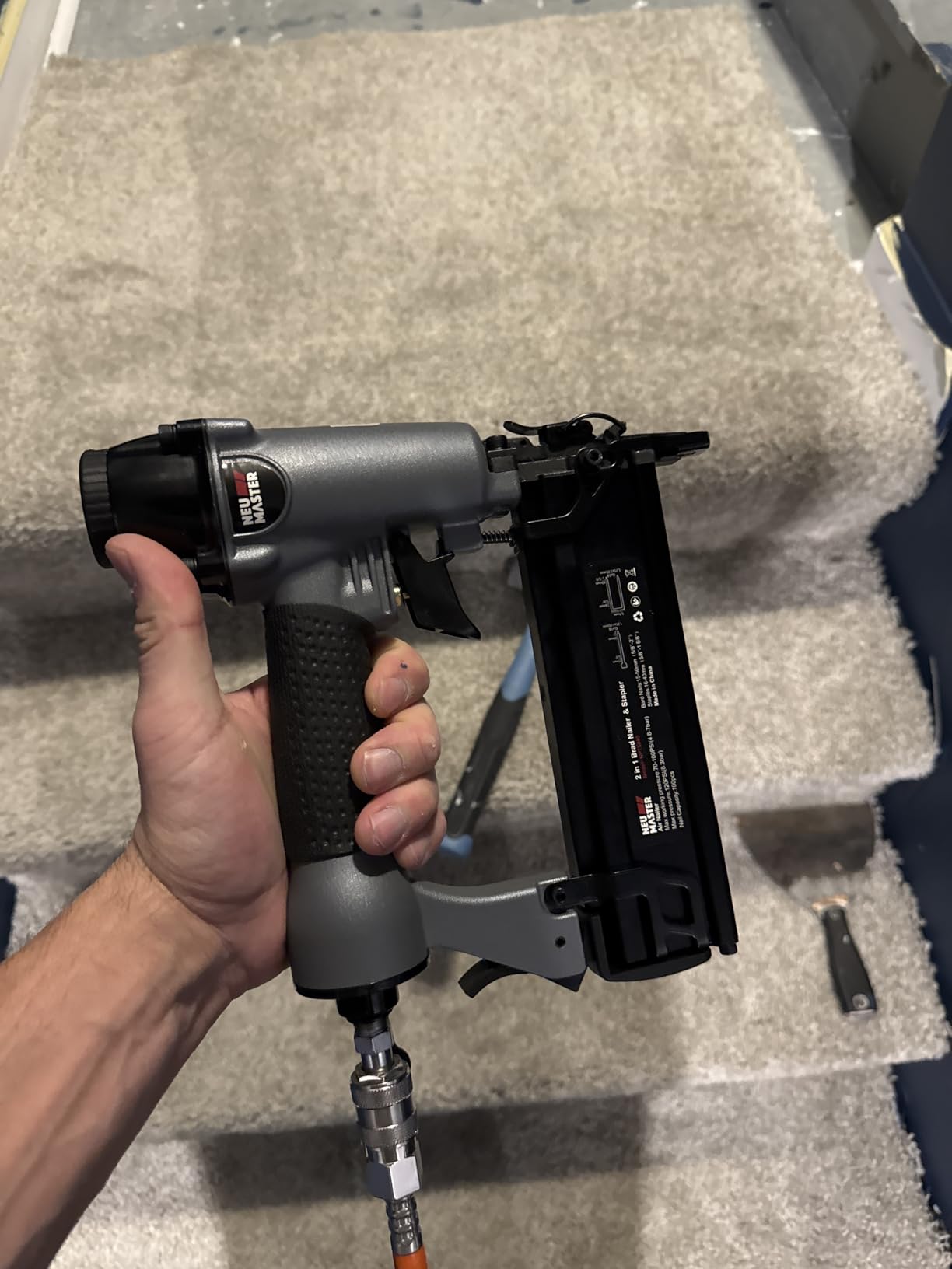 NEU Master Nail Gun, 2 in 1 Pneumatic Brad Nailer/Staple Gun | Upholstery Stapler Works with Air Compressor(NOT Included), 18GA Nails & Crown Staples, for Carpentry, Trim, Furniture & DIY customer photo 2
