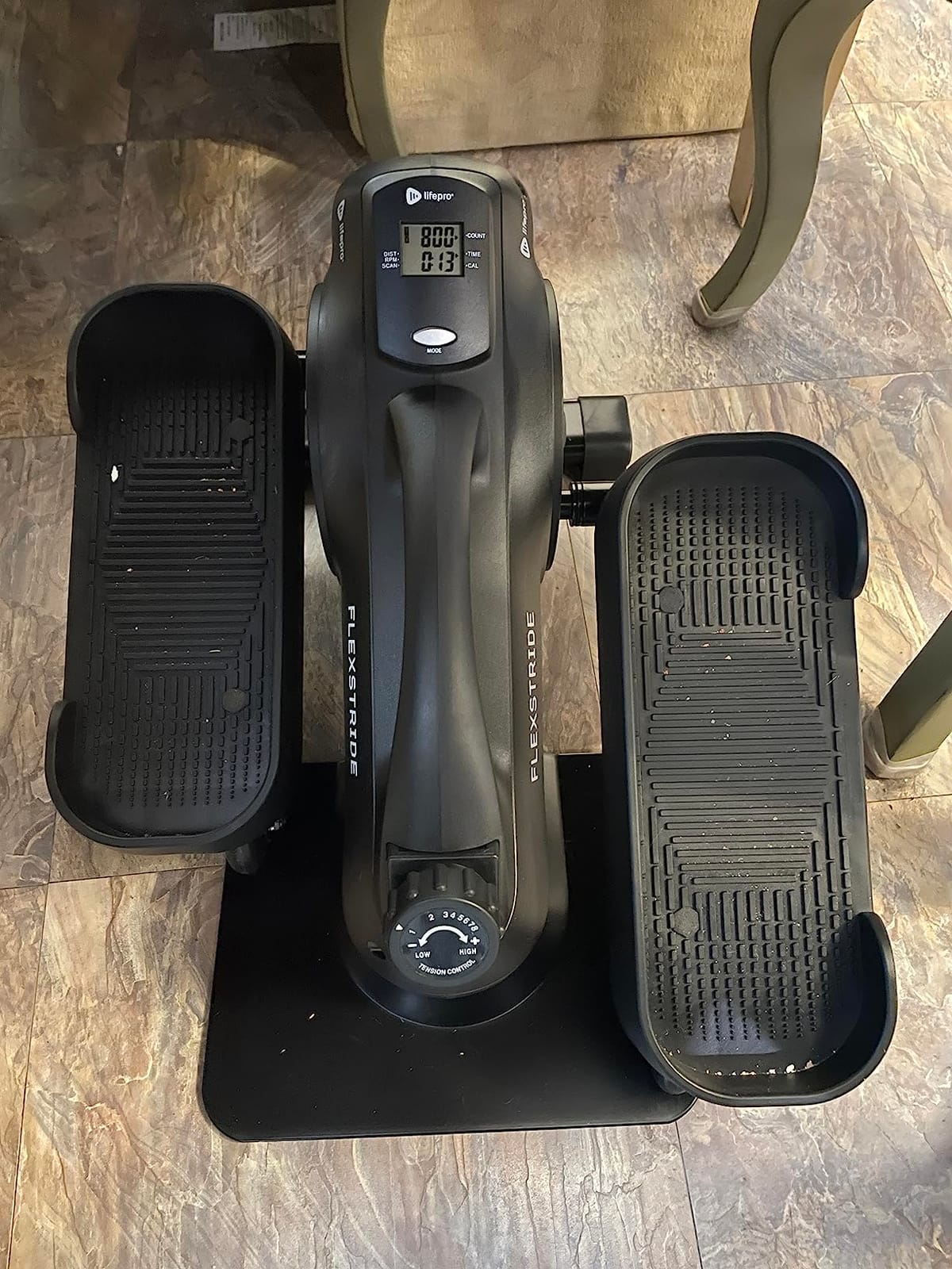 Flexstride Under Desk Elliptical with Red Light Therapy Option | 8 resistance levels, forward/reverse motion, Bluetooth LCD tracker. Non-slip pedals for home office & resistance band customer photo 2
