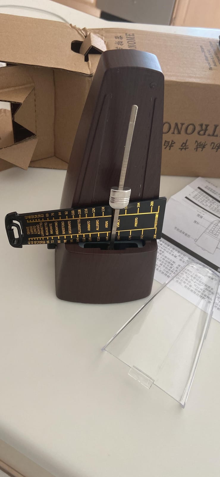 M350 AUPHY Mechanical Metronome with Accent Bell, Classic Shape, Accurate Beat, Multiple Beat Modes, Suitable for Piano Guitar Drums Violin Saxophone etc（Wood Grain） customer photo 1