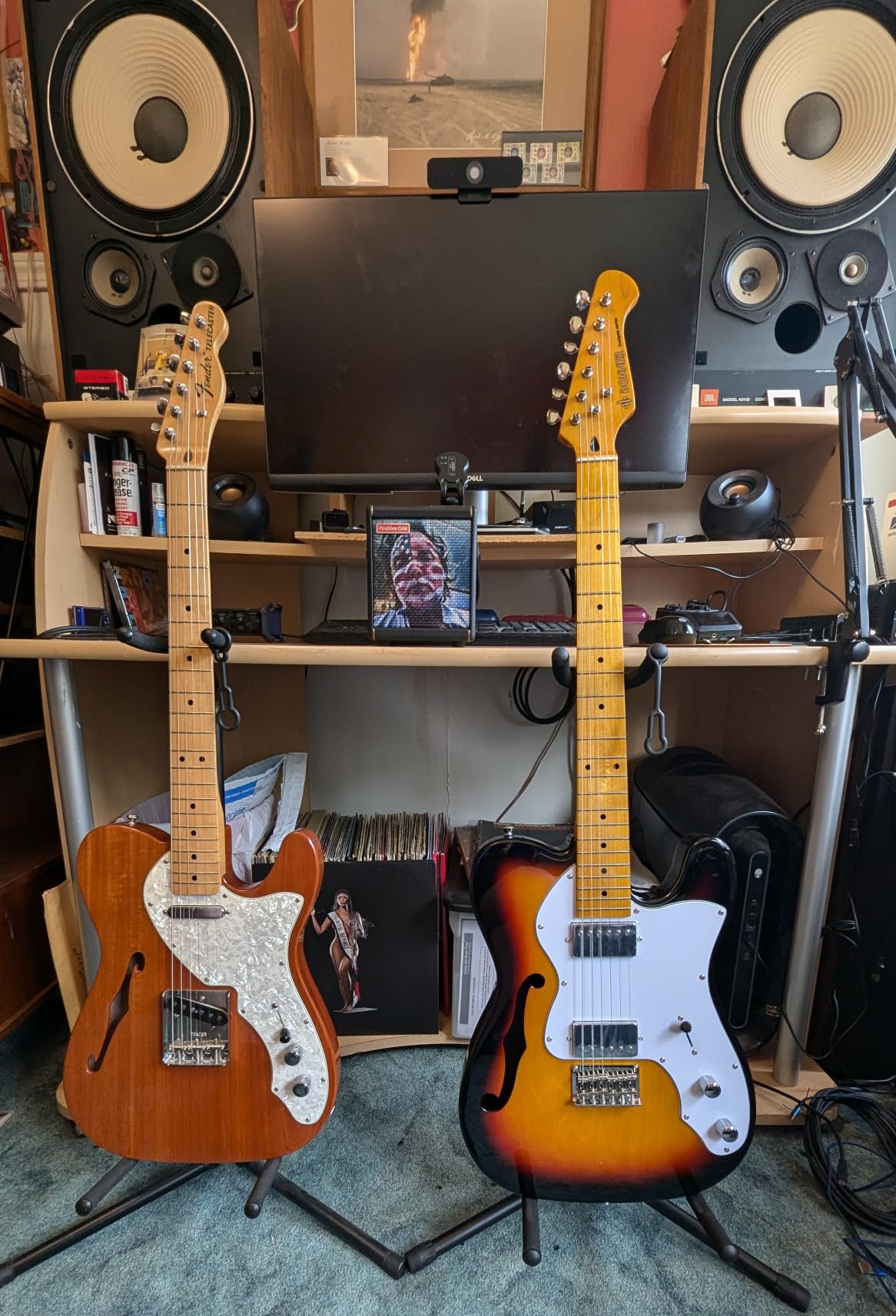 Donner 39 Inch Jazz Electric Guitar TL Thinline F Hole Beginner Full Size Hollow Guitar with H-H Pickups, Bag, Strap, Cable, Sunburst (DJC-1000S) customer photo 1
