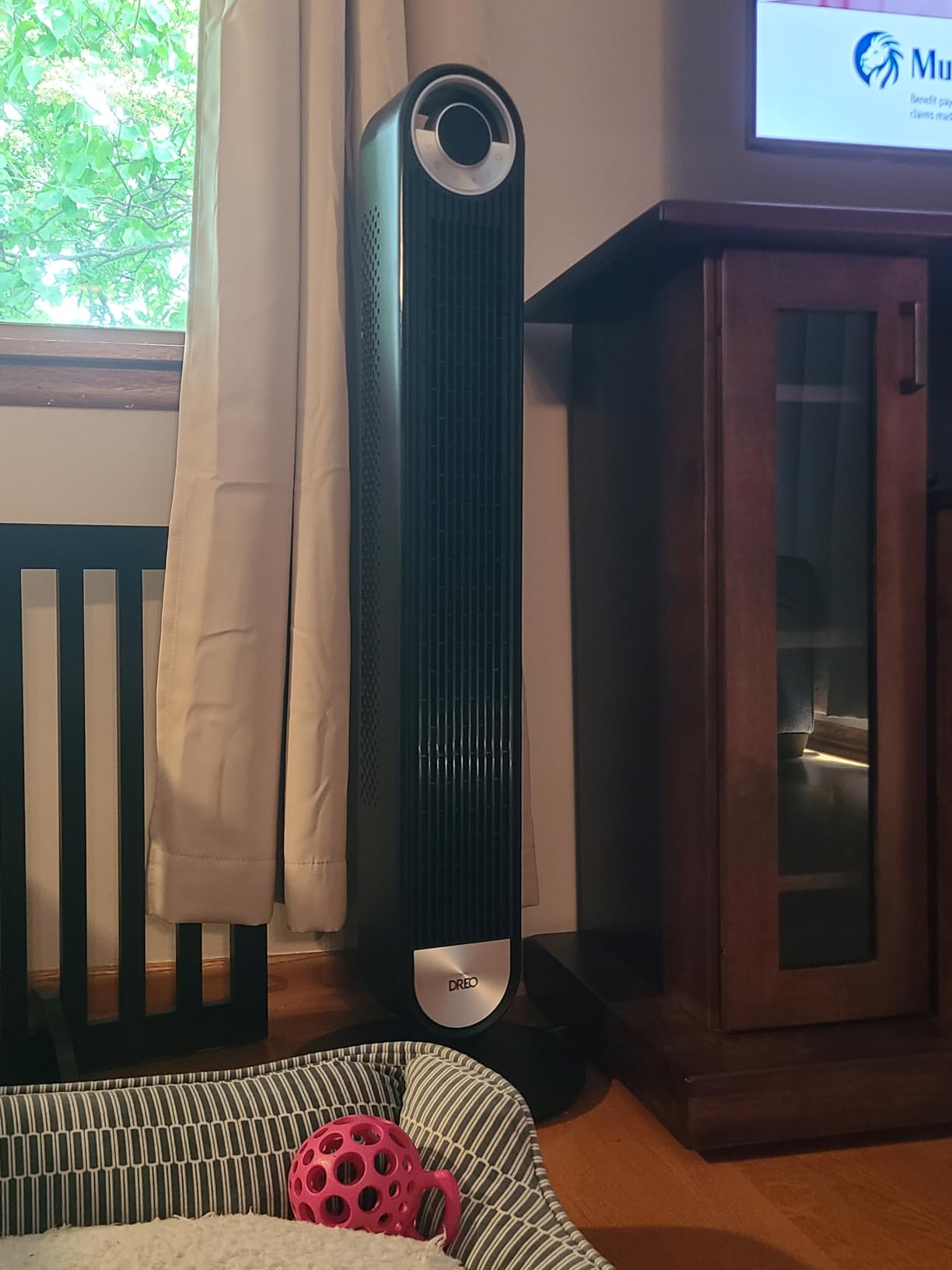 DREO Tower Fan for Bedroom, Upgraded DC 28ft/s Velocity, 9 Speeds, Quiet Standing Fan, 90° Oscillating Cooling Fan, 4 Modes, 12H Timer, Bladeless Fan Powerful for Home, Black customer photo 1