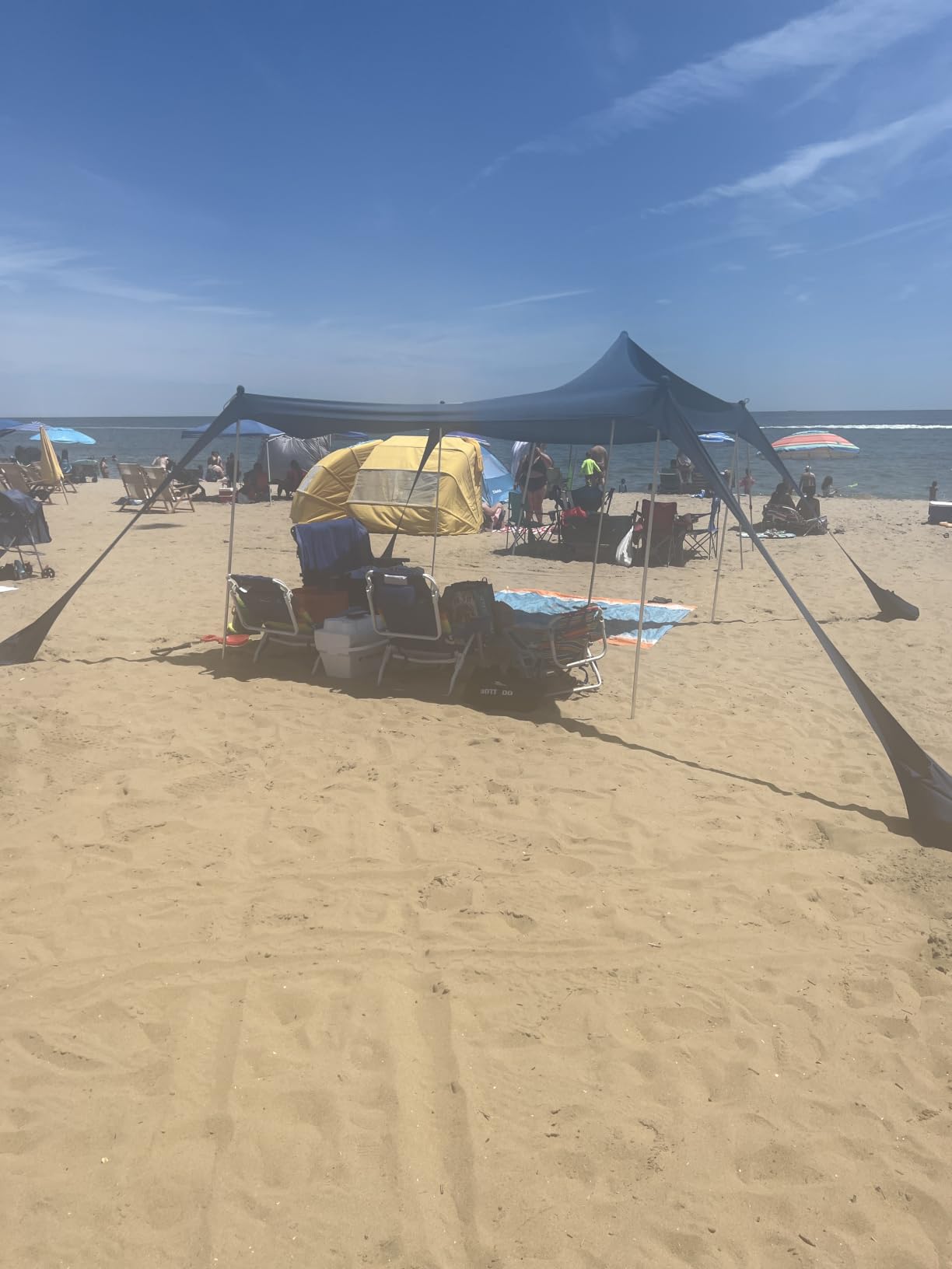 Family Beach Tent Canopy Sun Shade, Pop Up Grande Beach Tent Sun Shelter Stability 4 Poles with Portable Carry Bag Outdoor Shade for Fishing Backyard Camping customer photo 1