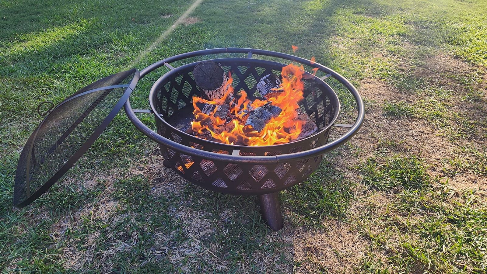 Yaheetech Fire Pit 36in Outdoor Wood Burning Fire Pits Wood Large Fire Bowl for Outside BBQ Bonfire Patio with Mesh Spark Screen, Poker and Rain Cover customer photo 1