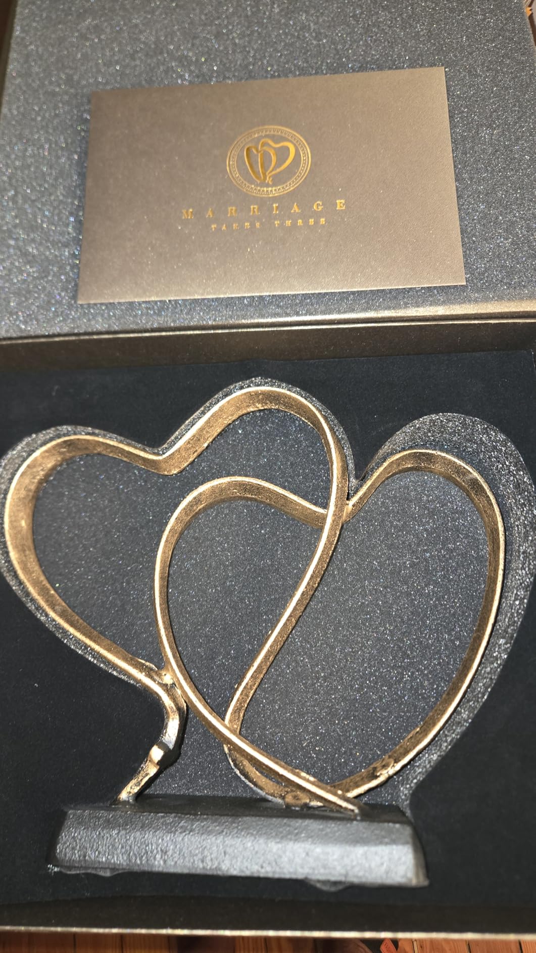 Wedding Anniversary Couples Gift - Iron Sculpture Bundle - Any Anniversary | Iron Hearts Stemming from a Cross Symbolizing Lasting Love, Includes Gift Box and Poem Card, Suits any Wedding Anniversary customer photo 1