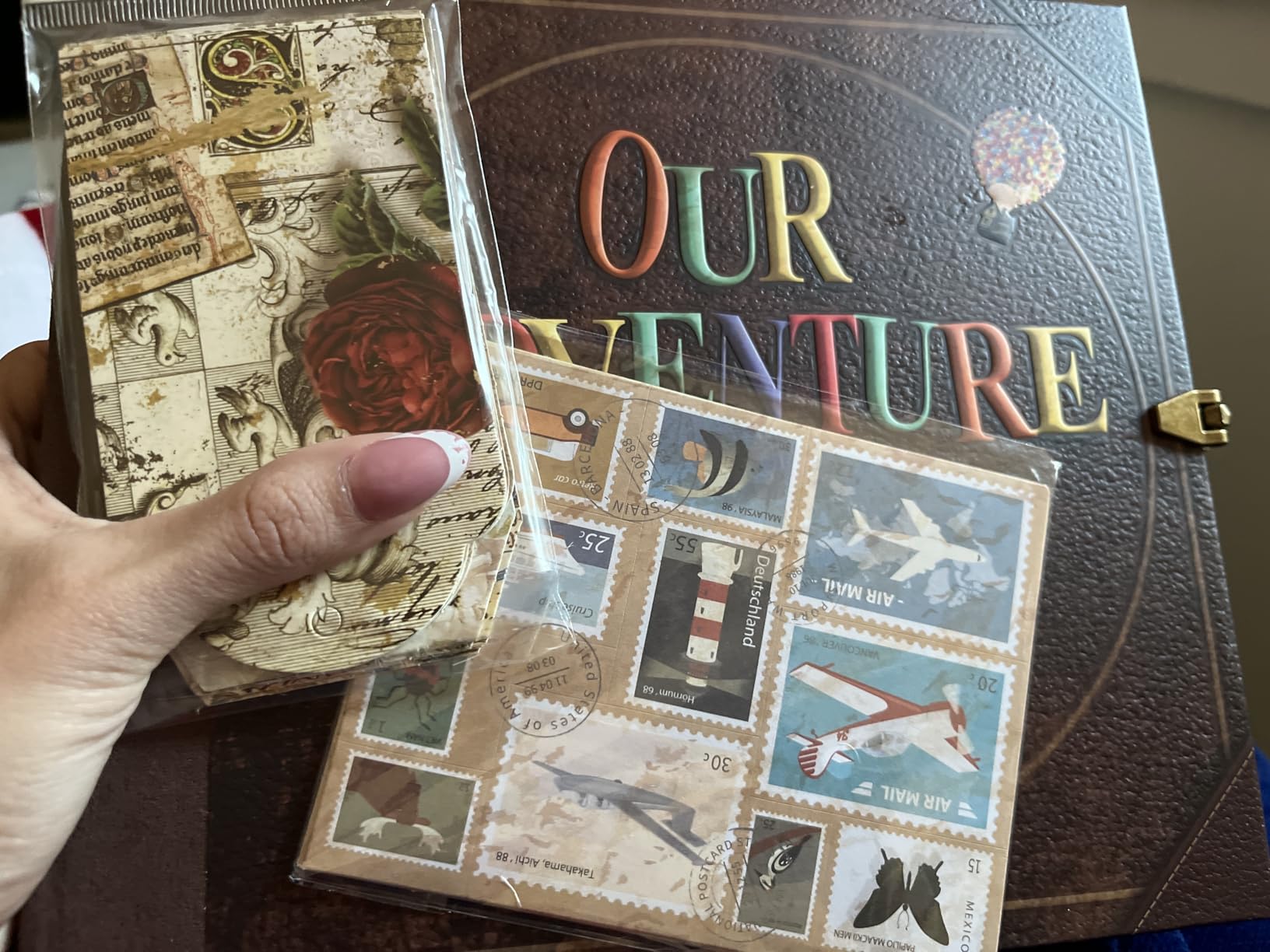 JIMBON Our Adventure Book Scrapbook Photo Album Retro Style Embossed Letter Cover Travel Diary Journal Scrap Book Kit For Couples, Memory Book For Anniversary Wedding customer photo 1