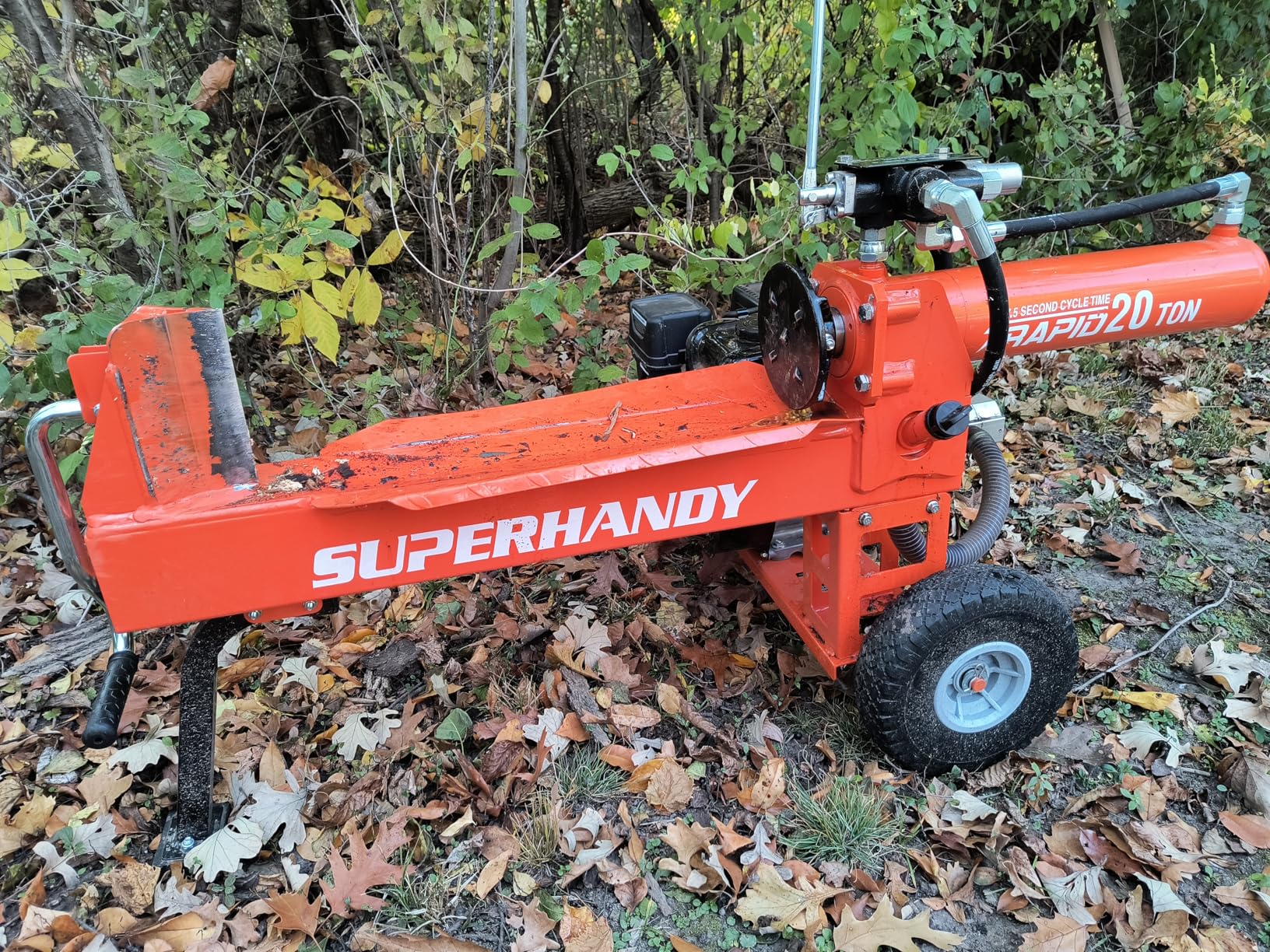SuperHandy Log Splitter Portable 20 Ton Rapid Auto Return Ram System 7HP Engine Horizontal Full Beam Steel Wedge customer photo 2