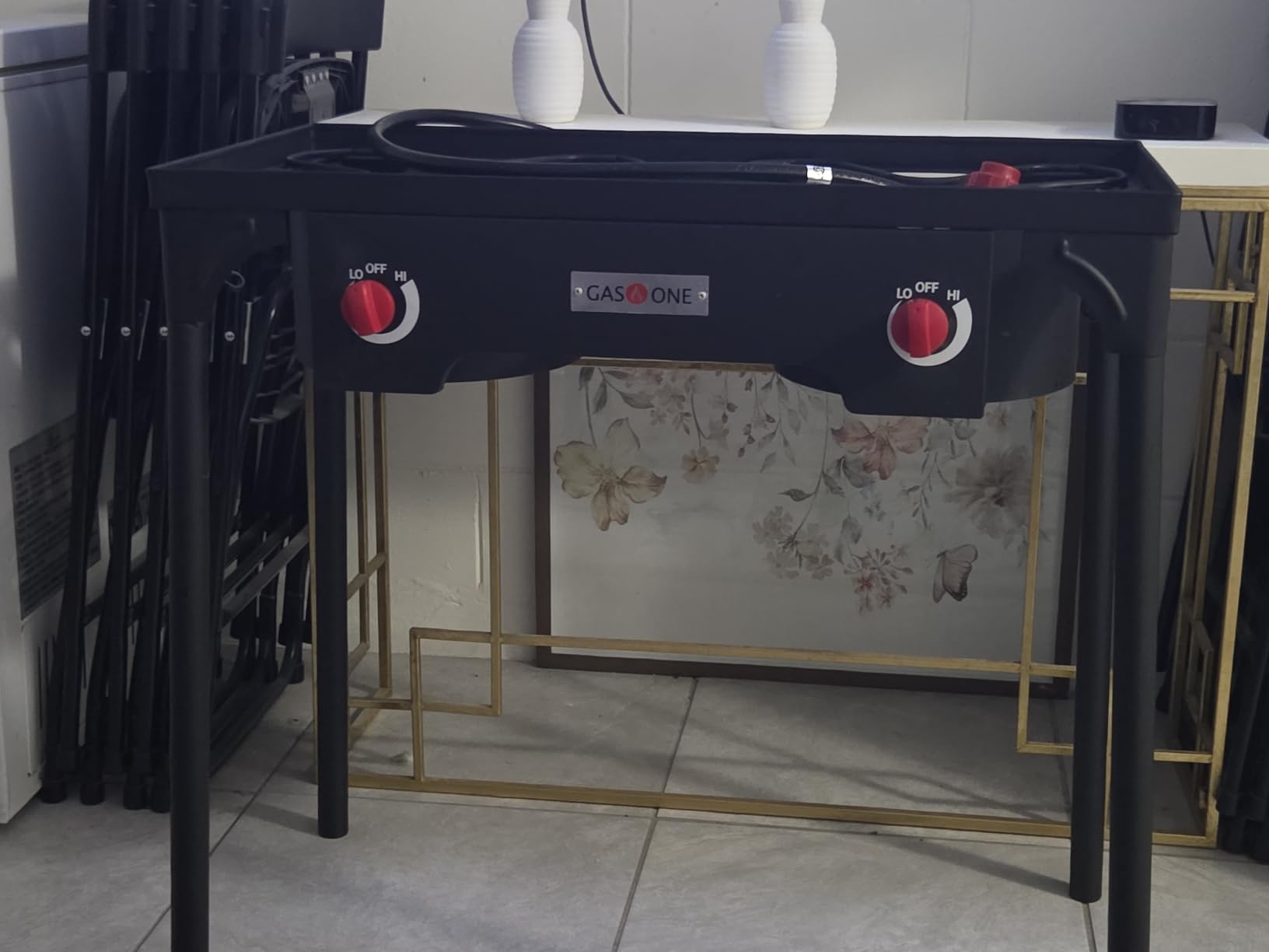 Gas One Propane Double Burner Two Burner Camp Stove Outdoor High Pressure Propane 2 Burner Adjustable PSI Regulator and 4ft Hose With Removable Legs customer photo 1