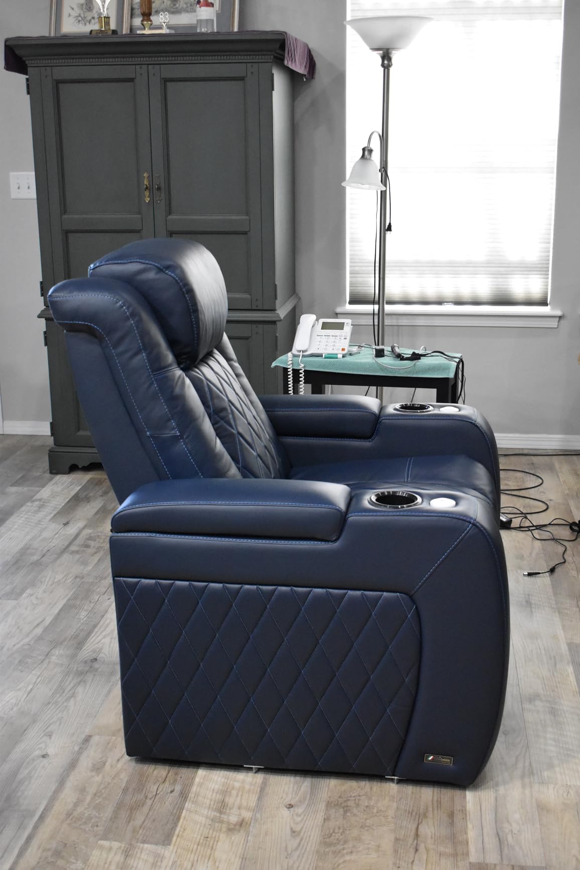 Valencia Tuscany Home Theater Seat - Nappa Leather Power Recliner with Cool Gel Memory Foam, USB-C/A Charging, RGB LED Lights, Adjustable Lumbar & Headrest (Single Recliner, Black) customer photo 2
