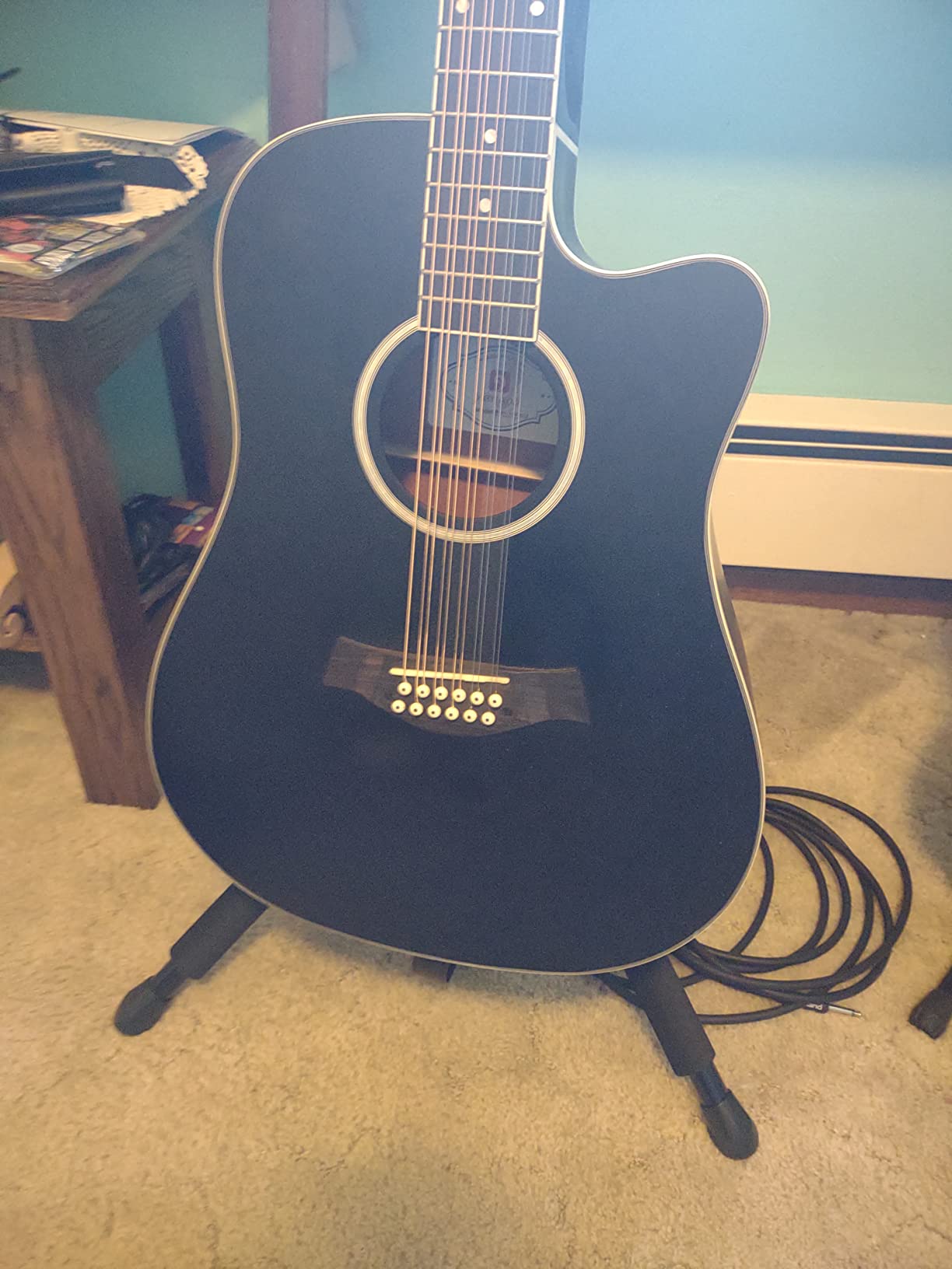 Vangoa LEFT HANDED 12 String Guitar Acoustic Electric Cutaway, Dreadnought, Black Matte customer photo 2