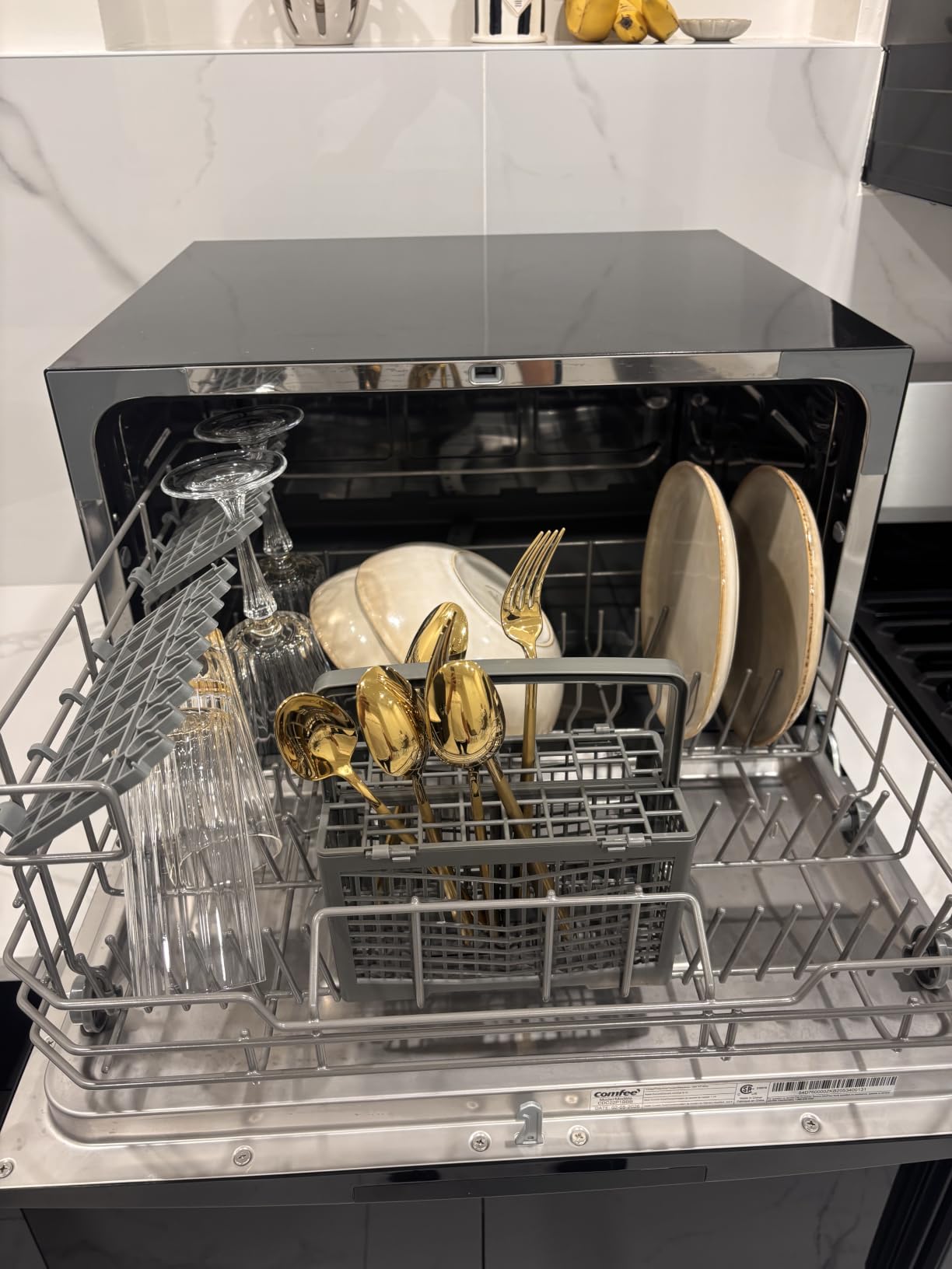 COMFEE Countertop Dishwasher Portable, 6 Place Settings, Energy Star | 8 Washing Programs for RVs, Dorm & Apartment, Speed, Baby-Care, ECO & Glass, Quiet, White, Space-saving Design customer photo 1