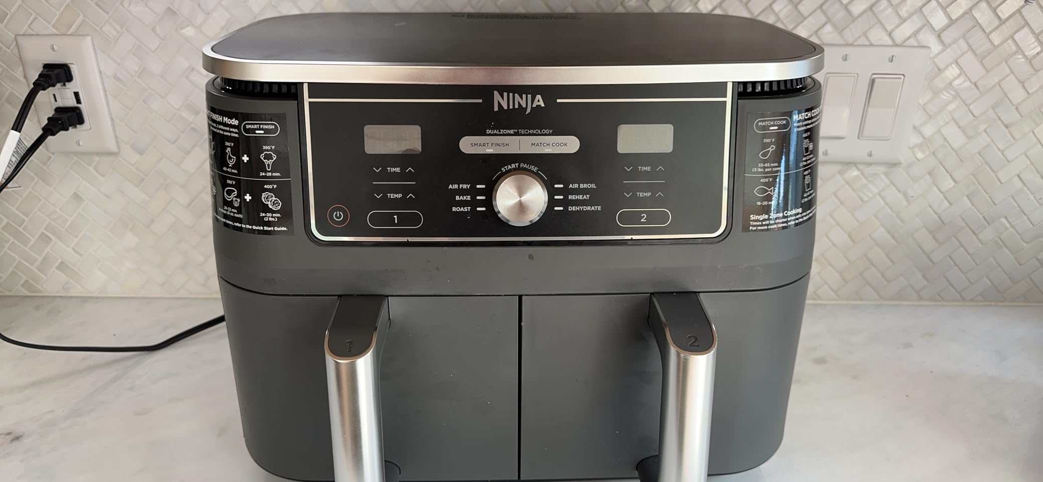 Ninja DZ401 Foodi 10 Quart 6-in-1 DualZone XL 2-Basket Air Fryer with 2 Independent Frying Baskets, Match Cook & Smart Finish to Roast, Broil, Dehydrate for Quick, Easy Family-Sized Meals, Grey customer photo 1