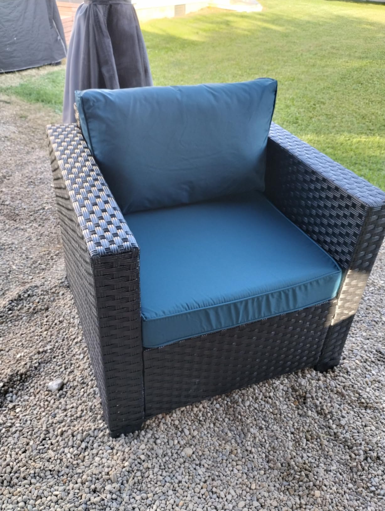 Rattaner Patio Wicker Furniture Set 6 Pieces Outdoor HDPE Wicker Conversation Couch Sectional Chair Sofa Set with Grey Cushions customer photo 2