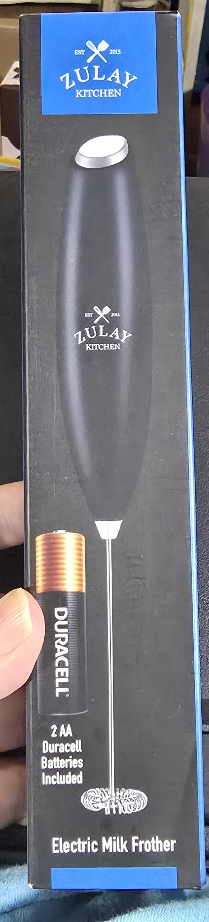 Zulay Kitchen Powerful Milk Frother Wand With Duracell Batteries - Ultra Fast Handheld Drink Mixer - Electric Whisk Foam Maker for Coffee, Lattes, Cappuccino & Matcha - Z1 Motor - Black customer photo 2