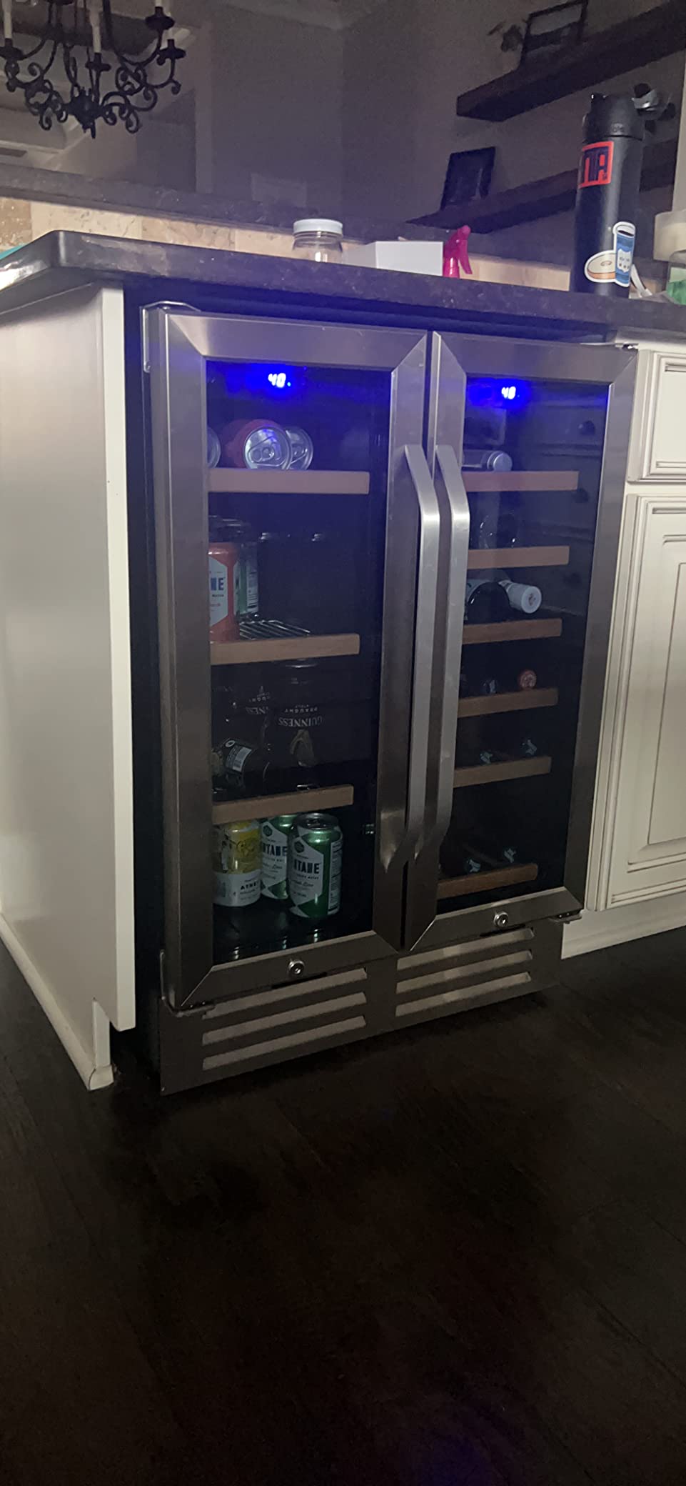 Wine and Beverage Refrigerator, 24 Inch Dual Zone Fridge with Glass Door, Built-In Cooler with Powerful and Quite Cool System/18 Bottles and 88 Cans Capacity Bverage Cooler customer photo 1