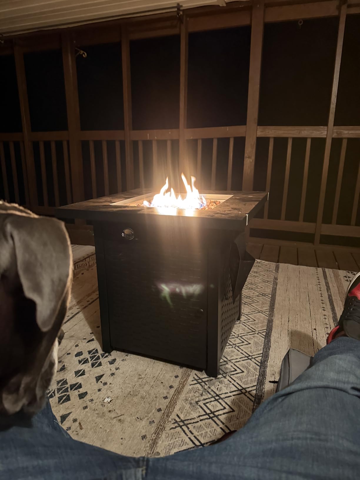 Ciays 28 Inch Propane Fire Pit CSA-Listed Outdoor Fire Pit Table, 50,000 BTU Steel Gas Fire Pits with Lid and Lava Rock, Add Warmth and Ambience to Parties On Patio Deck Garden, Black, CIFPT3-N1 customer photo 1