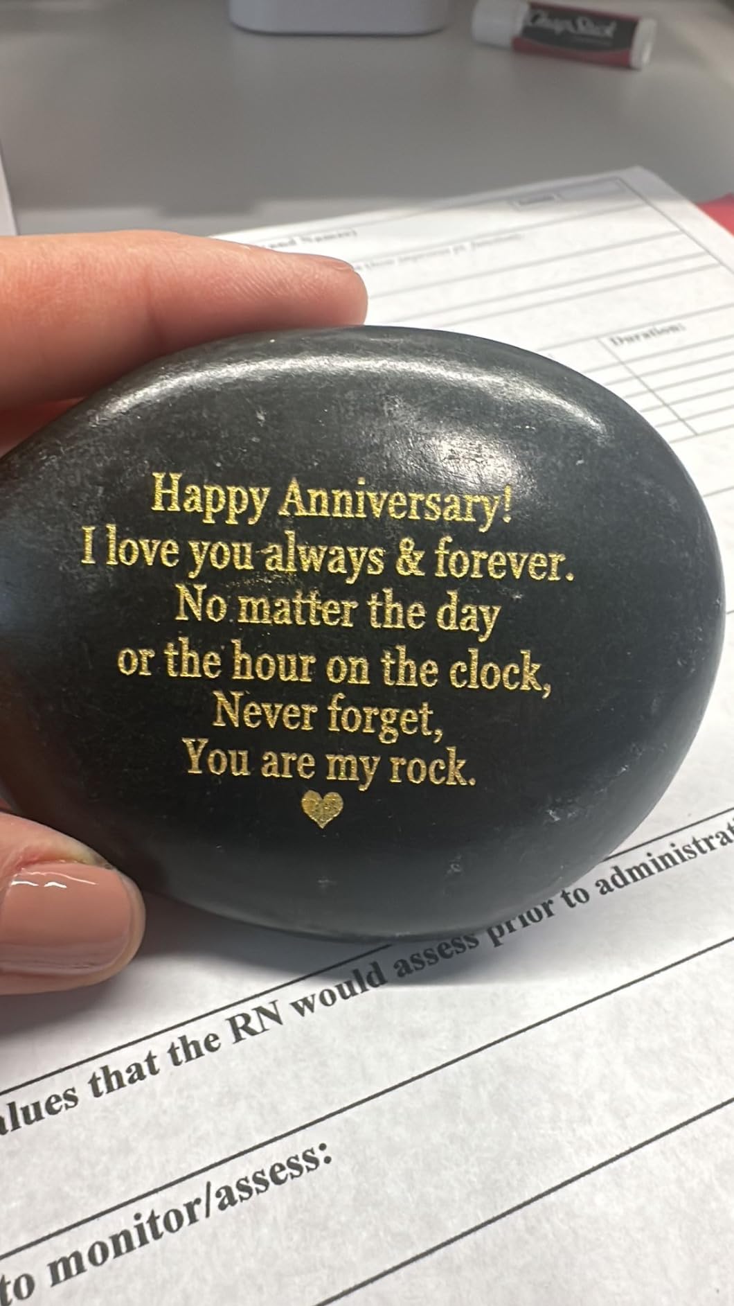 VELENTI Happy Anniversary Decorative Stones Rock - Heartwarming You are My Rock Wedding Presents, Inspiring Anniversaries Keepsake for Her, Decorative Accessories Anniversary Present for Him customer photo 2