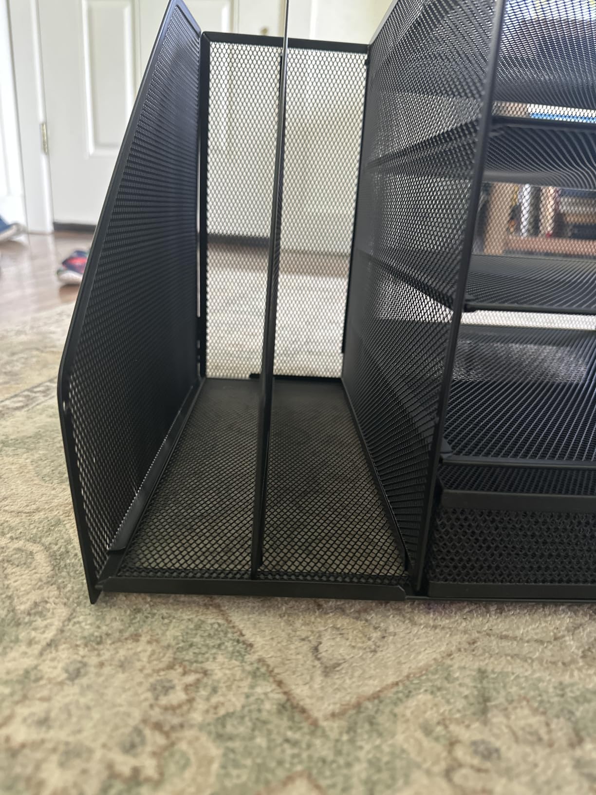 Marbrasse Desk Organizer with File Holder, 5-Tier Paper Letter Tray Organizer with Drawer and 2 Pen Holder, Mesh Desktop Organizer and Storage with Magazine Holder for Office Supplies(Black) customer photo 2