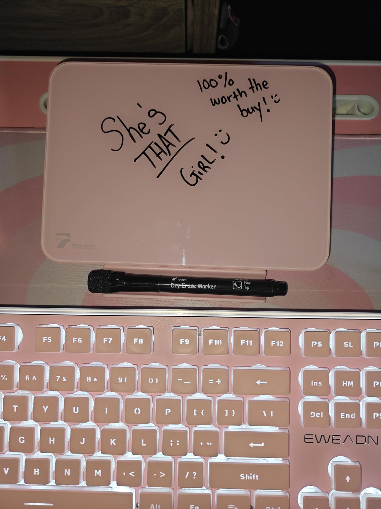 Small Glass Desktop Whiteboard Dry-Erase, Mini Pure Glass Whiteboard Stand | 8x6 In Dry-erase notepad for desk, 5 markers, eraser for office, dorm, home schooling, computer buddy notepad, worker gifts customer photo 1