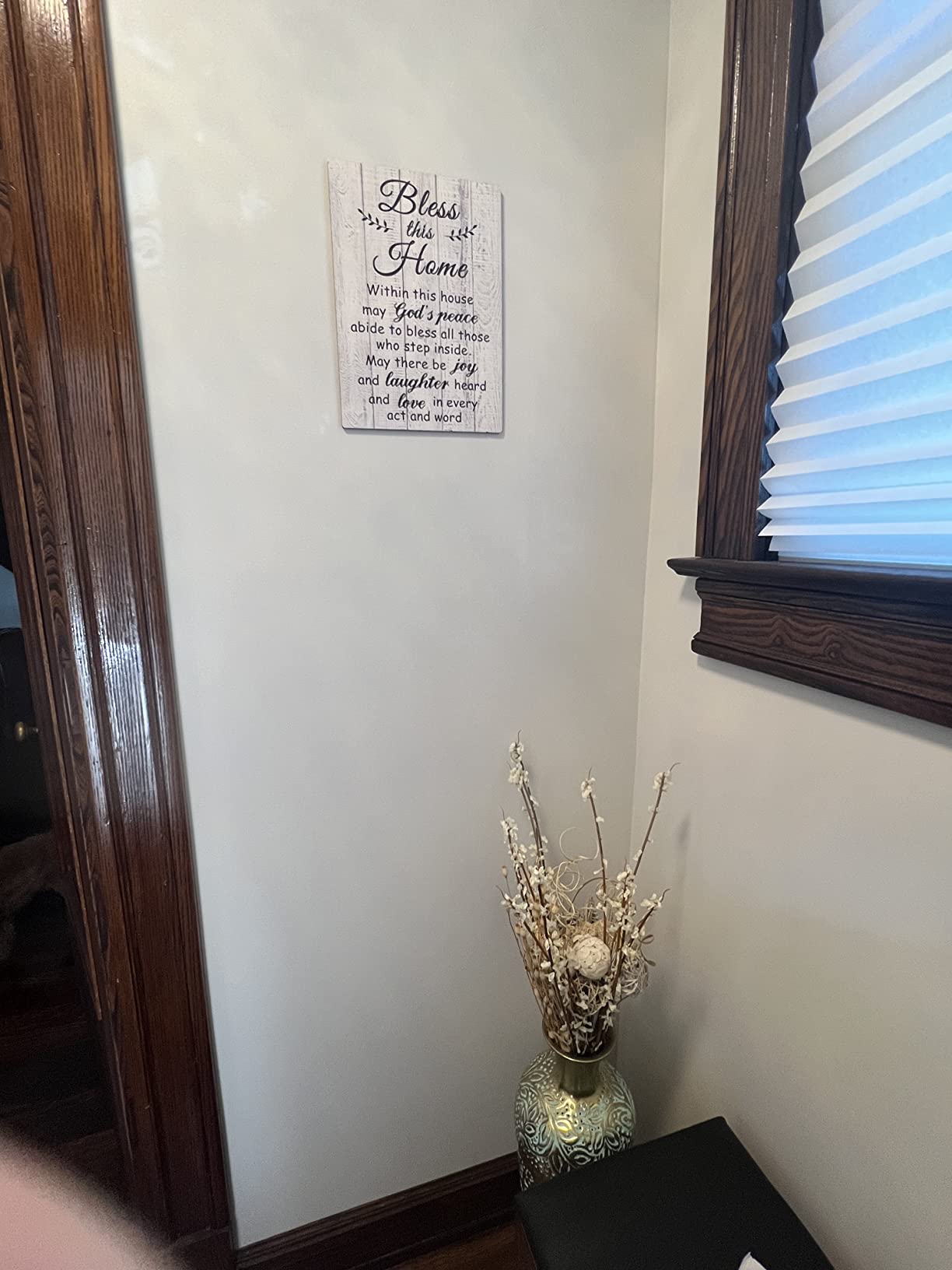 Bless This Home Wood Sign, Housewarming Gift, 13.8 x 11 Inches, Brown | New Home Wall Decor, House Blessing Plaque, Farmhouse Entryway Sign, Wood Rustic Sign for Living Room Bedroom Homeowner Decor customer photo 2