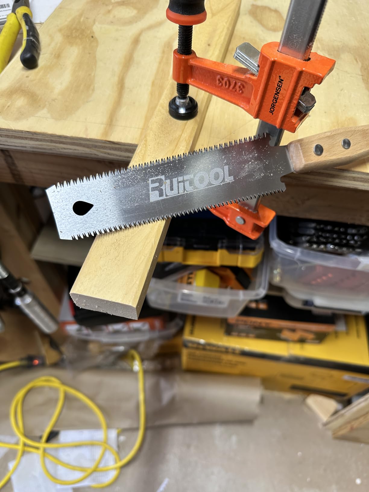 RUITOOL Japanese Hand Saw 6 Inch Double Edge Ryoba Pull Saw for Flush Cuts | Flexible SK5 Blade, 14/17 Tpi Double-Edge Teeth, Beech Handle Wood Saw, Woodworking Tools for Hardwood, Softwood, Finish Cuts customer photo 2