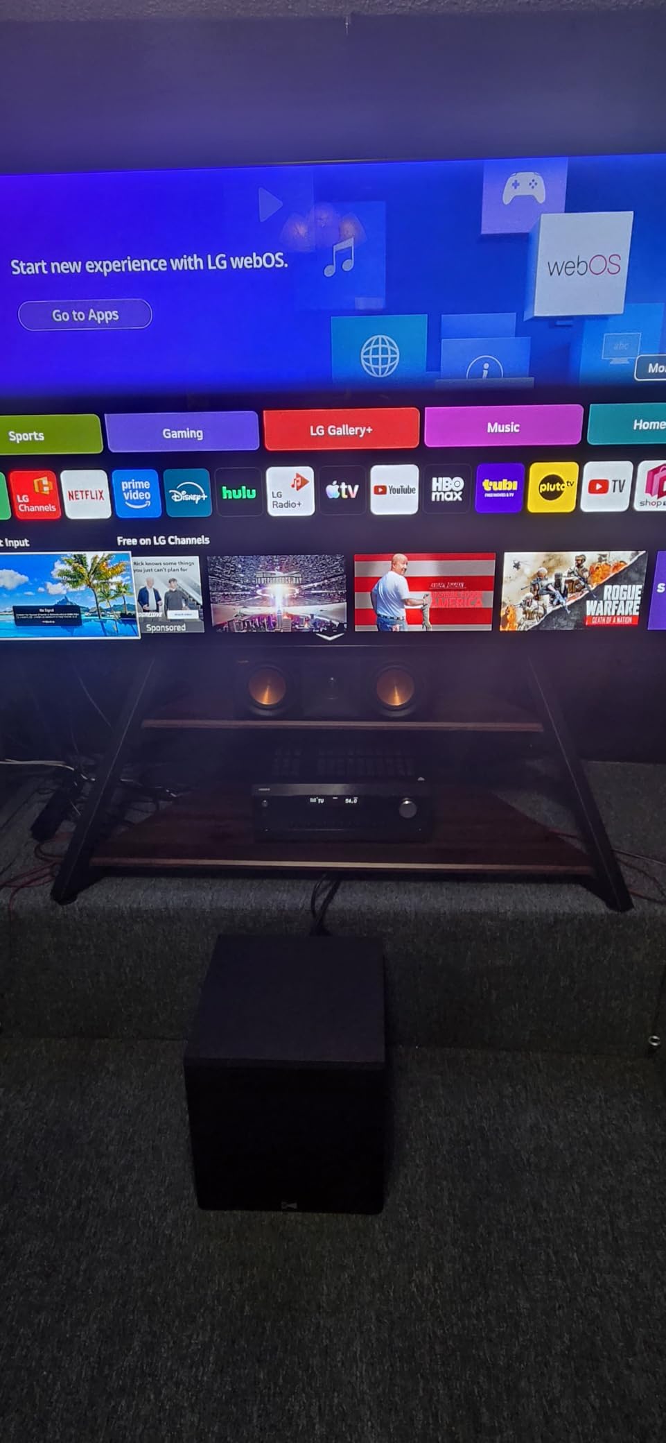FITUEYES Large TV Floor Stand for 75-100 Inch TVs up to 187 lb, Walnut | Heavy Duty TV Stand Mount with Large Wood Entertainment Shelf, Modern Living Room Television Stands, Eiffel Series customer photo 2