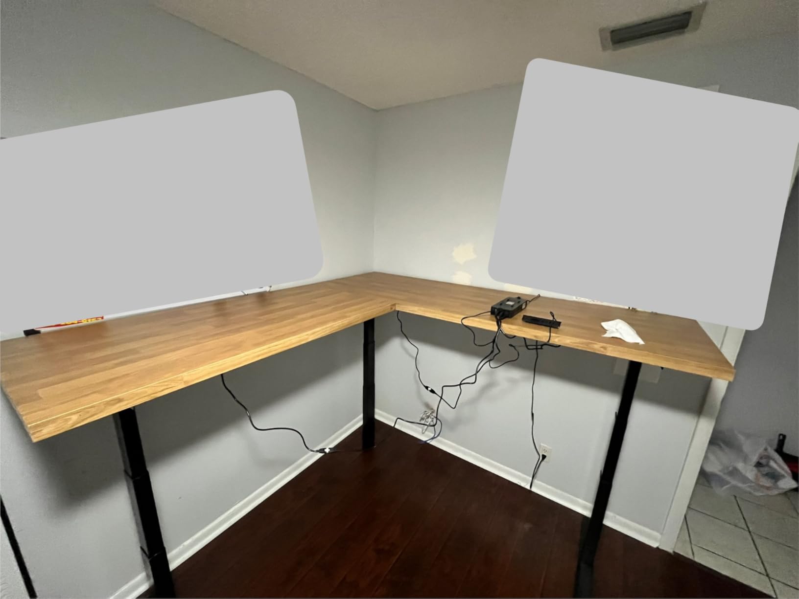 VIVO White Electric Corner 3 Leg Standing Desk Frame, DESK-V130EW | Triple Motor, Height Adjustable, L-Shaped, Holds up to 300 lbs, Sit Stand Ergonomic Standing Desk Legs, Frame Only customer photo 2