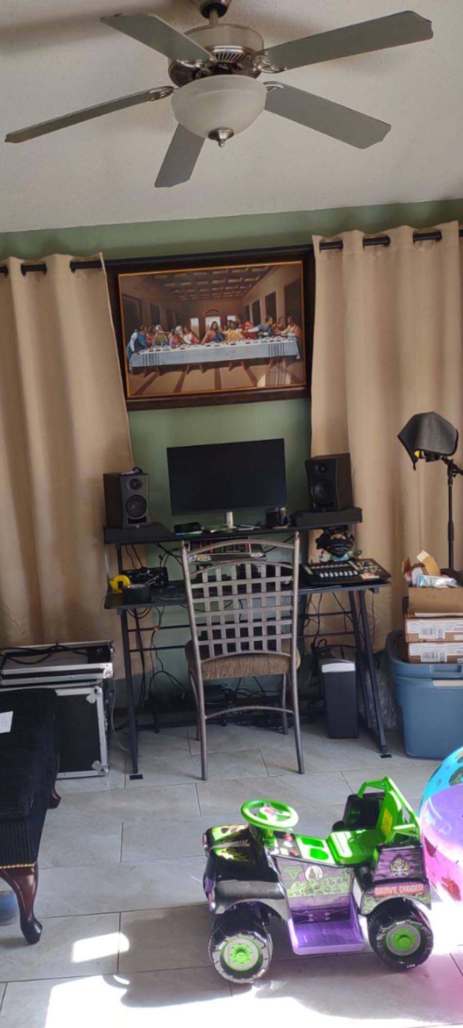 Armocity Music Studio Desk Production Workstation - Recording Studio Desk | for Producer, Audio Desk with Power Outlet and Keyboard Tray, Home Studio Table Desk with Monitor Platforms, 47