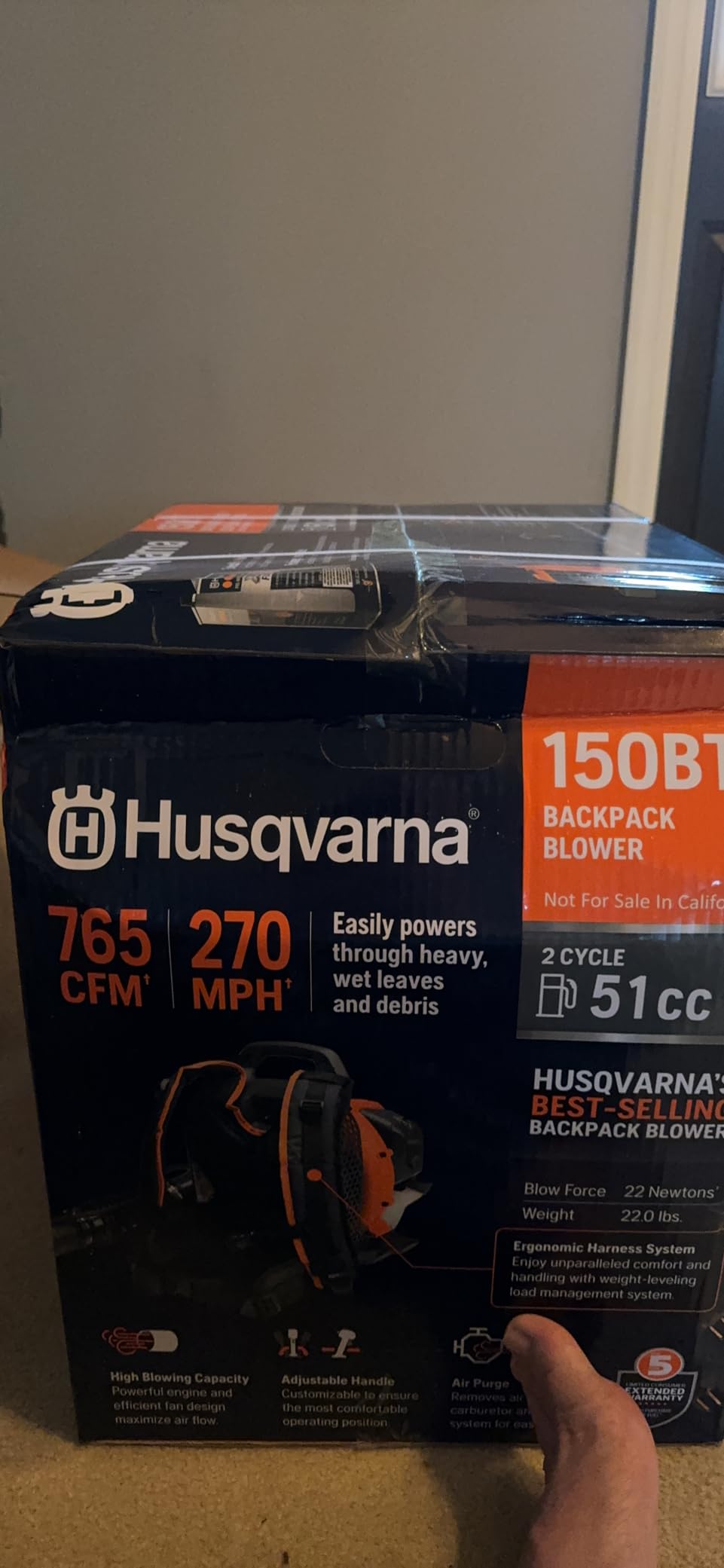 Husqvarna 150BT Gas Leaf Blower, 51-cc 2.16-HP 2-Cycle Backpack Leaf Blower, 765-CFM, 270-MPH, 22-N Powerful Clearing Performance and Ergonomic Harness System, Gifts for Men, 970466901 customer photo 2