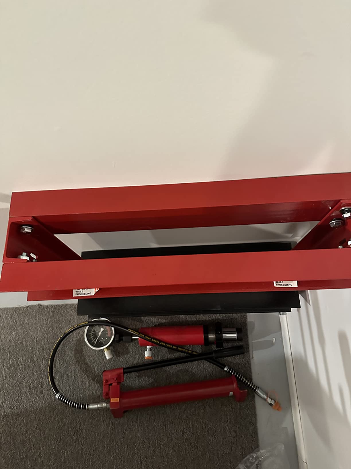 ATY12001R Torin Steel H-Shape Hydraulic Garage/Shop Benchtop Press with Gauge and Stamping Plates, 12 Ton (24,000 lb) Capacity, Red customer photo 2