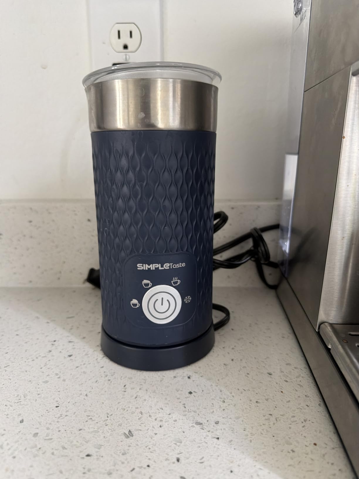 SIMPLETASTE Milk Frother, 4-in-1 Electric Automatic Milk Steamer, Blue customer photo 1