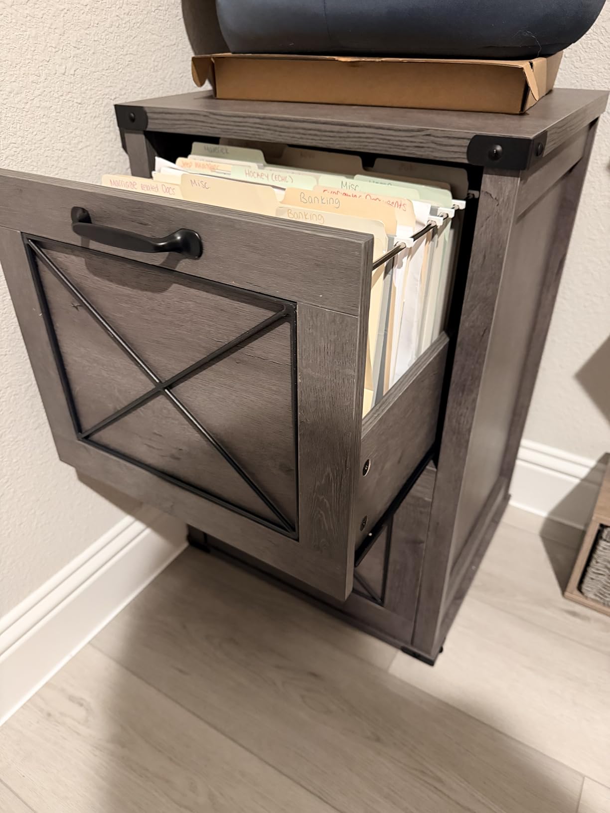 VASAGLE File Cabinet with 2 File Drawers, Printer Stand, Fit A4 Letter Size | Hanging File Folders, Farmhouse Style, for Home Office, Honey Brown, HANAN Collection UOFC048T41 customer photo 2