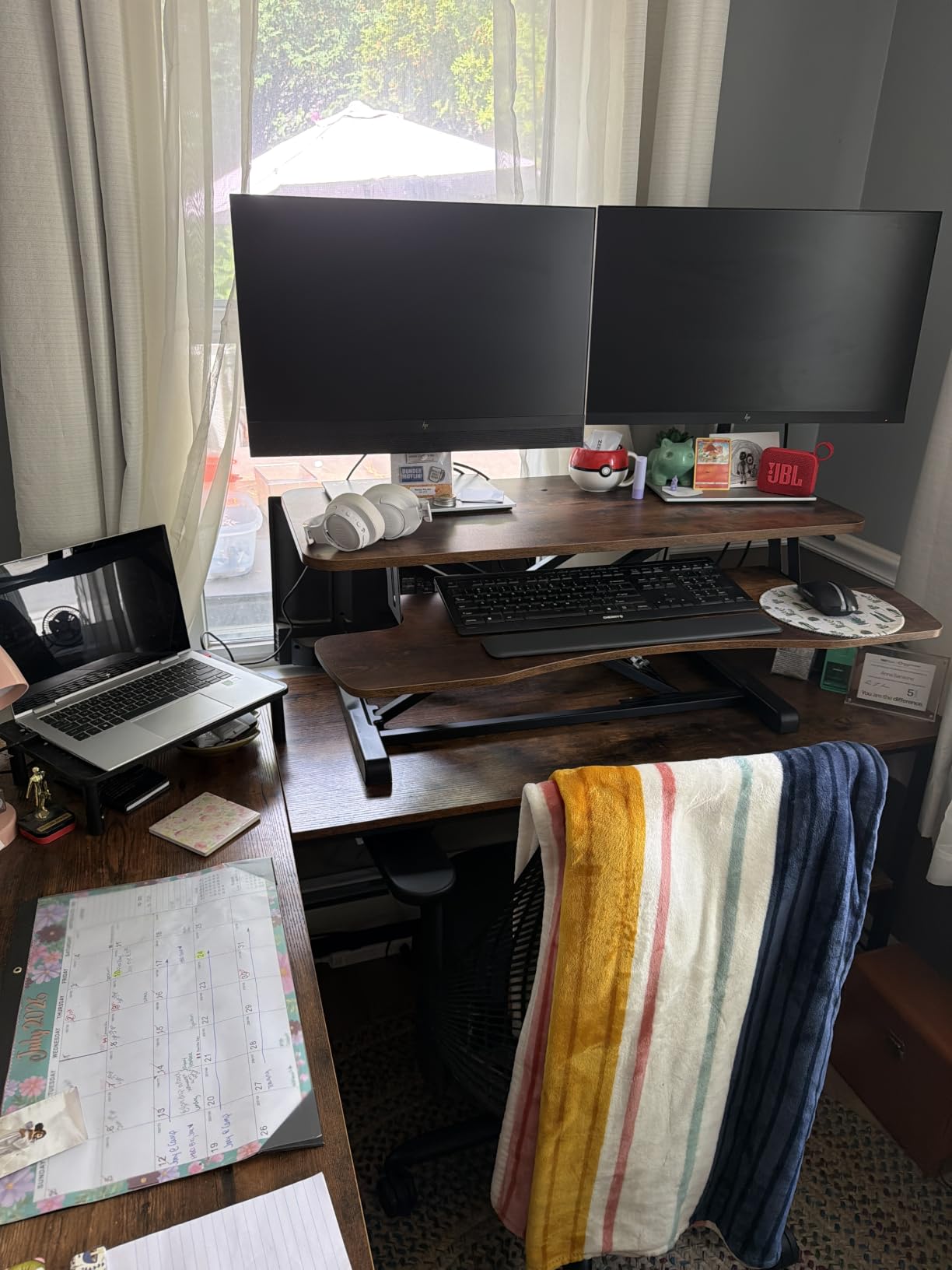 VIVO Black 42 inch Standing Desk Converter, DESK-V042KB | Large, Height Adjustable, Stand Up Desk Riser, Wide Keyboard Tray, Dual Monitor and Laptop Workstation, K Series customer photo 1