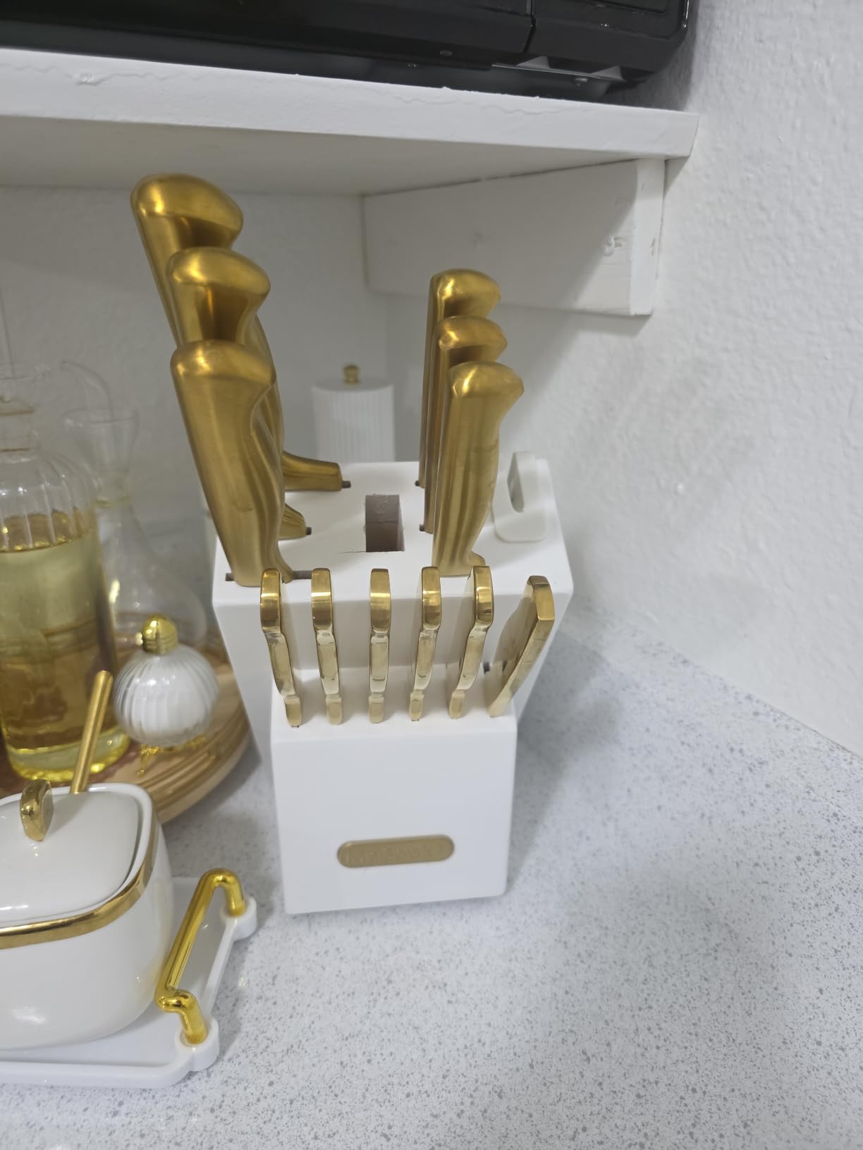 McCook 15-Piece German Forged Stainless Steel Knife Block Set with Built-in Sharpener, Gold customer photo 1