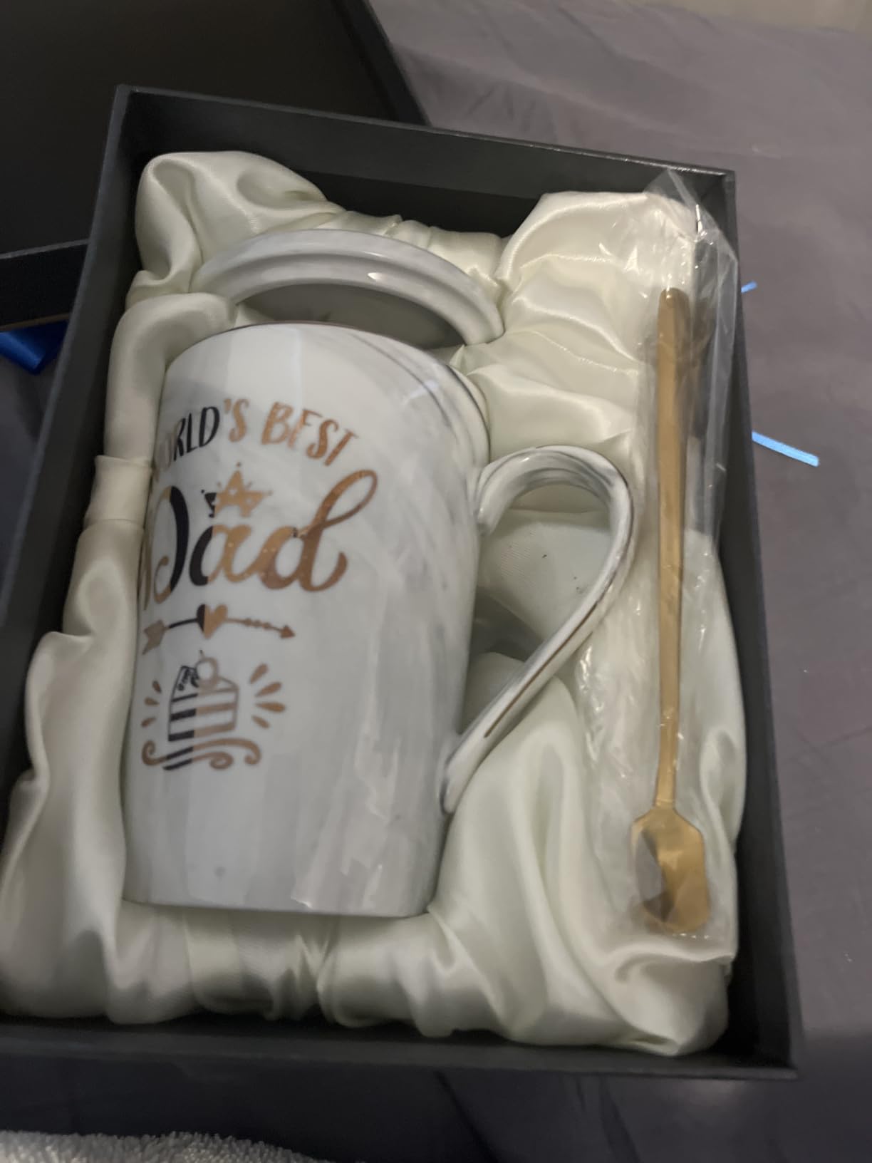 Birthday Gifts for Mom from Daughter Son, 14oz Funny Best Mom Mug, Pink | Unique Marble Gold Print Coffee Cup with Lid, Spoon, Greeting Card, Happy Moms Mothers Day Gifts Idea, Luxury Gift Boxed Set customer photo 1