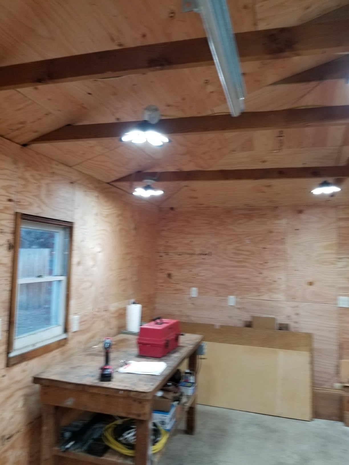 TANBABY 2 Pack LED Garage Lights, Deformable Ceiling Light, 30000LM 6500K | E26/E27 Screw-in Garage Light Bulb with 6+1 Adjustable Panels for Garages, Basements, Workshops, and Storage Areas customer photo 1