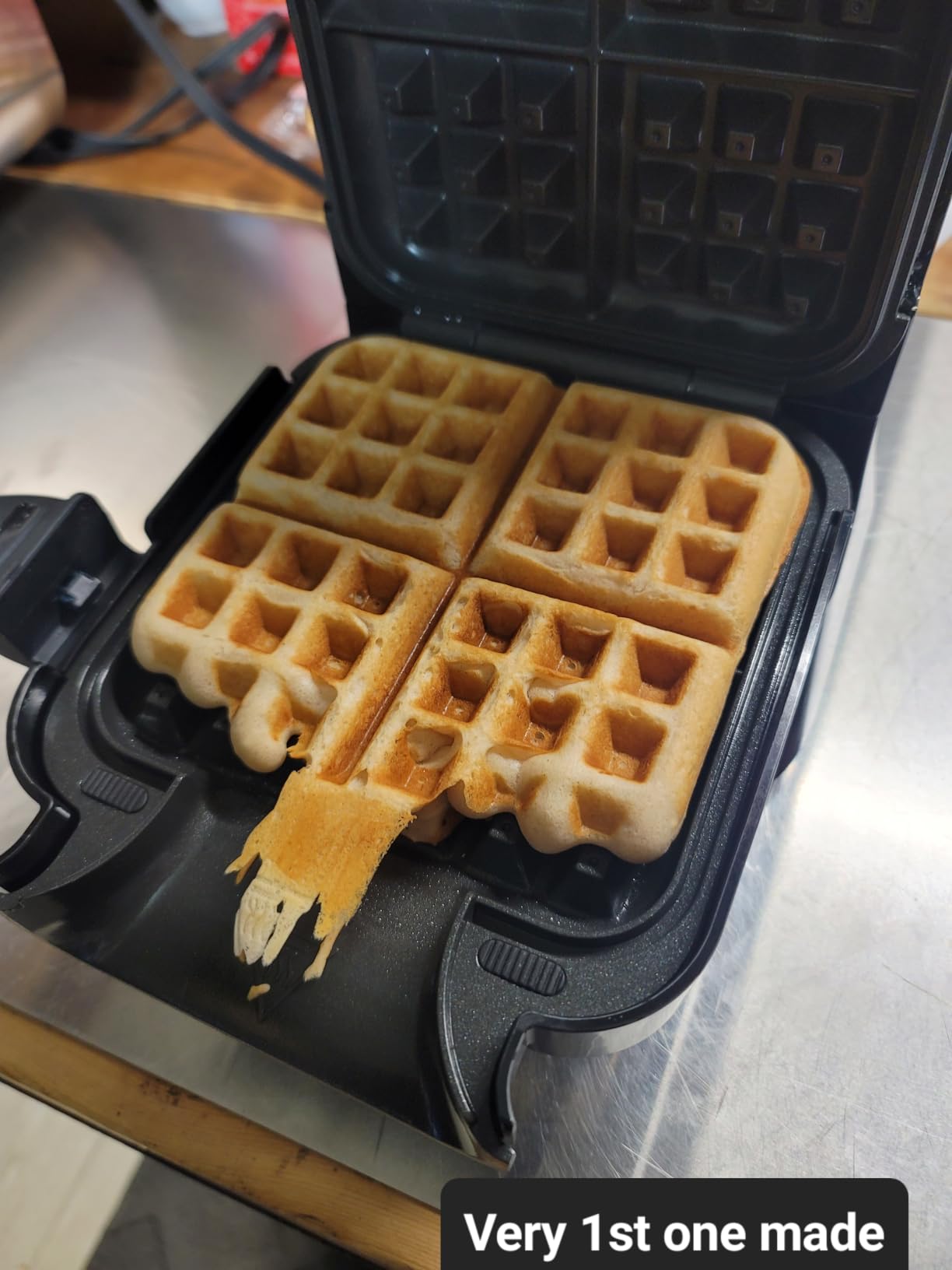 Ninja Belgian Waffle Maker Pro, 5 Shade Settings, Black/Silver, BW1001 | Vertical design, NeverStick coating, Precision-pour cup, Recipe guide, Dishwasher-safe parts customer photo 2