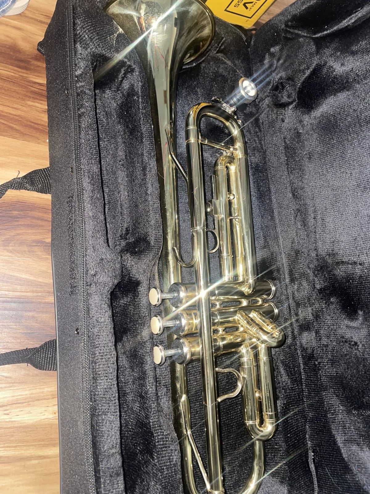 Ktaxon Bb Standard Trumpet for Beginners, Student Trumpet Trompeta Set | Full Equipment with Hard Case, 7C Mouthpiece, Cleaning Cloth, Gloves, Brass Instruments for Kids and Adults (Gold) customer photo 1