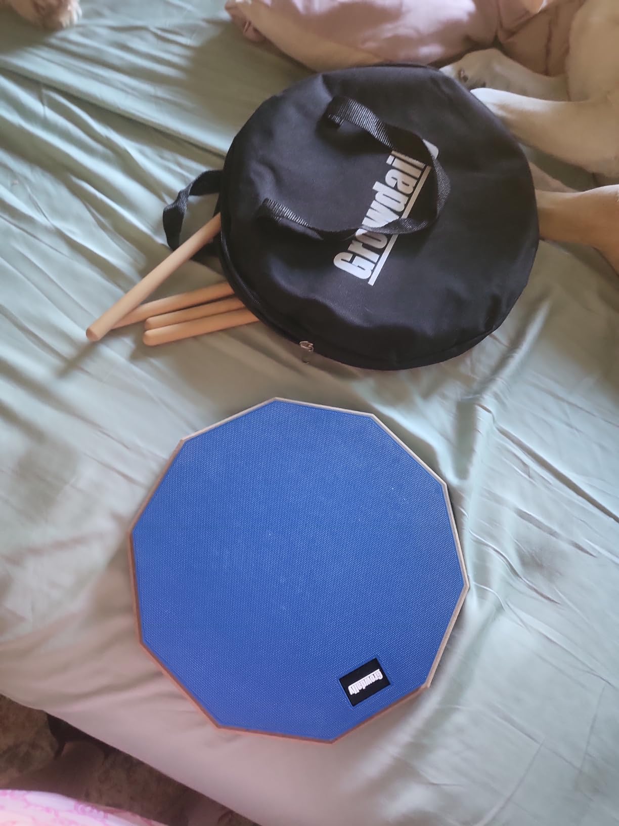 Drum Practice Pad 12 In, Double Sided with 2 Pairs/4 Maple 5A Drum Sticks & Storage Bag (Gray) customer photo 1