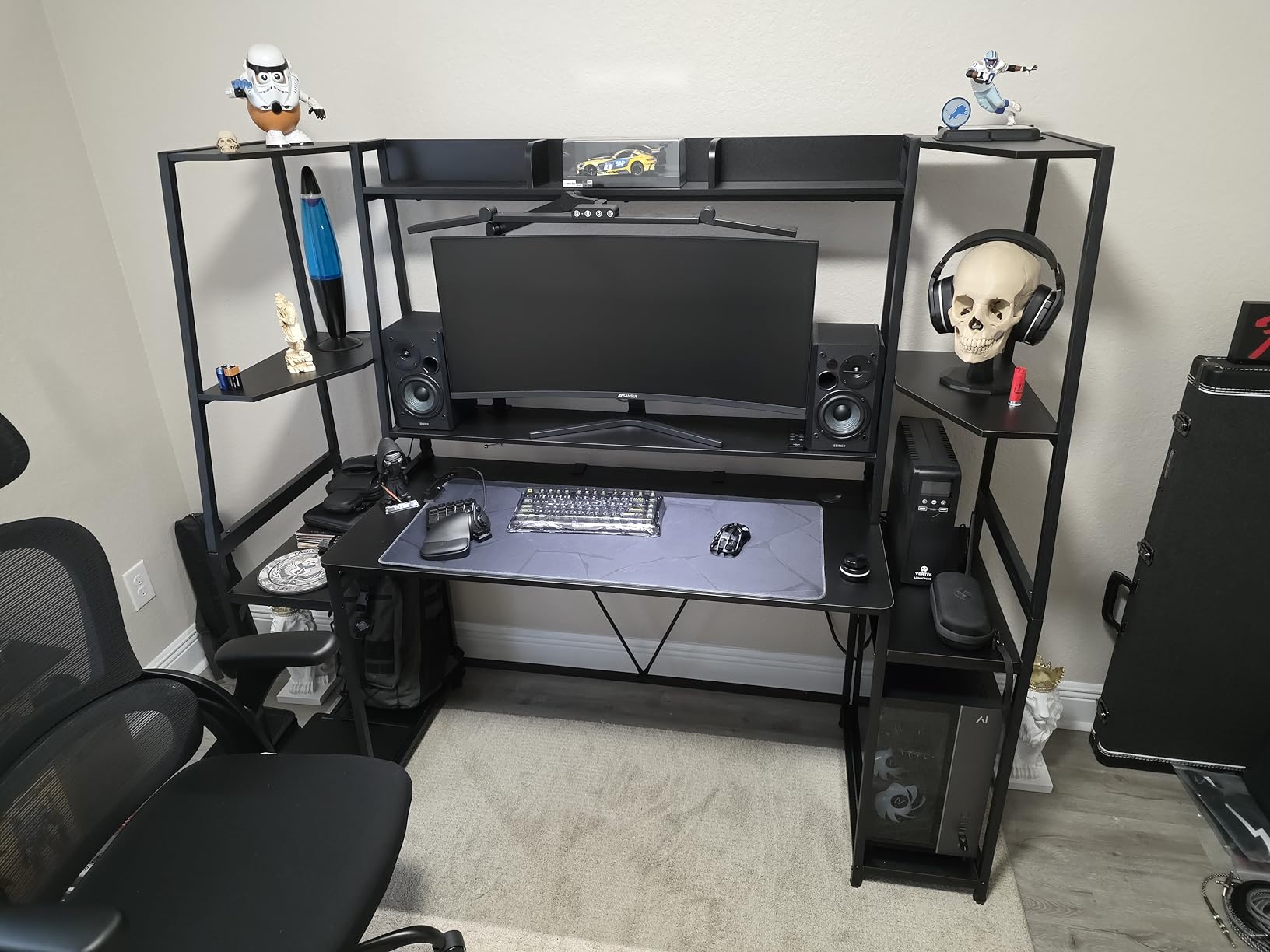 SEDETA 79'' Gaming Desk with LED Lights, Hutch and Storage Shelves, Black | Computer Desk with Monitor Stand, Large PC Gamer Desk Workstation, Ergonomic Gaming Table for Bedroom, Living Room customer photo 2
