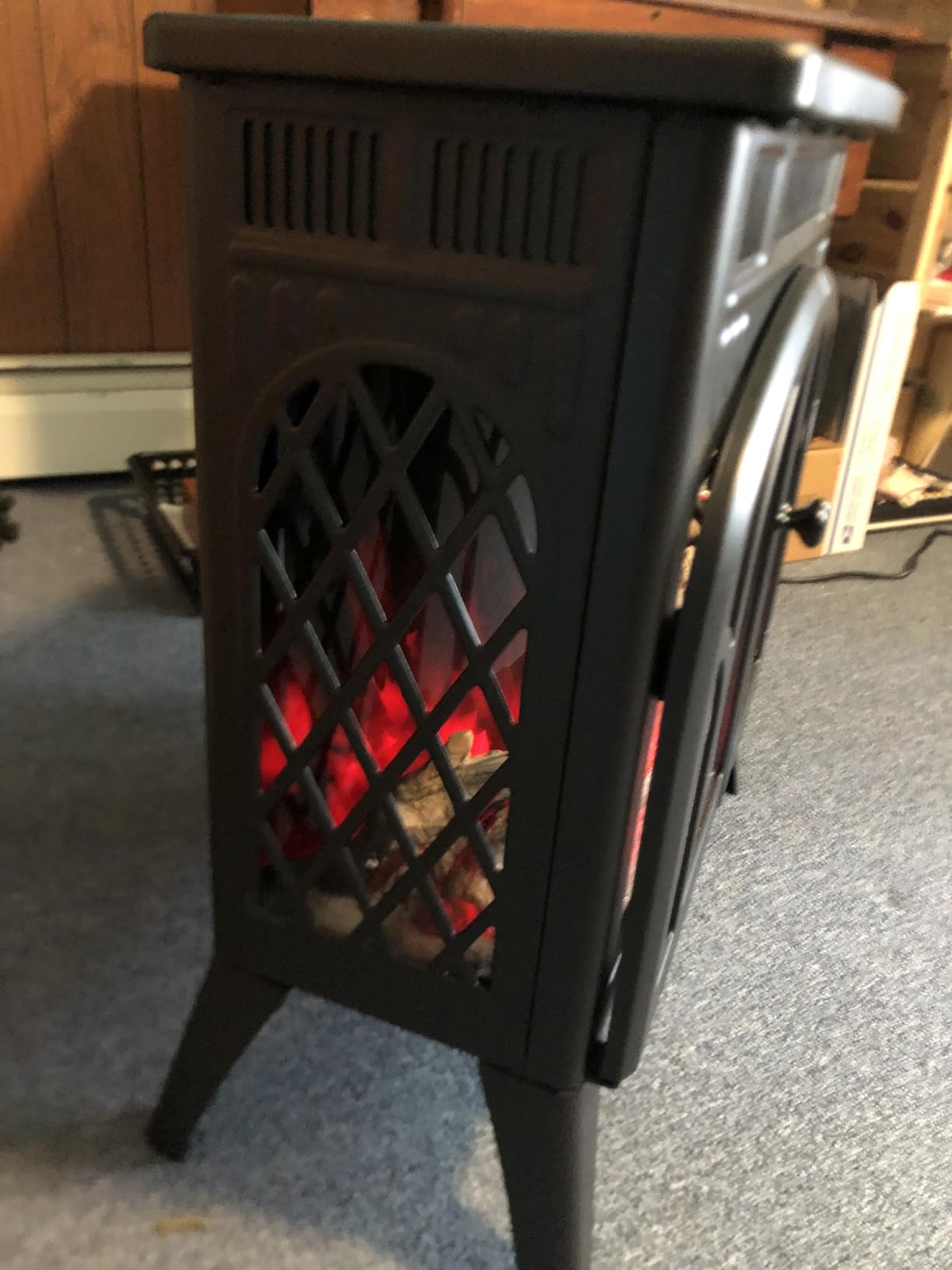 Electactic 24Inch Electric Fireplace Stove, Free-Standing Infrared Fireplace Stove, Controllable 3D Flame, 4 Variable Flame&Log Colors, 1500w, 5100BTU, Black (S230B-BLACK), 23.5